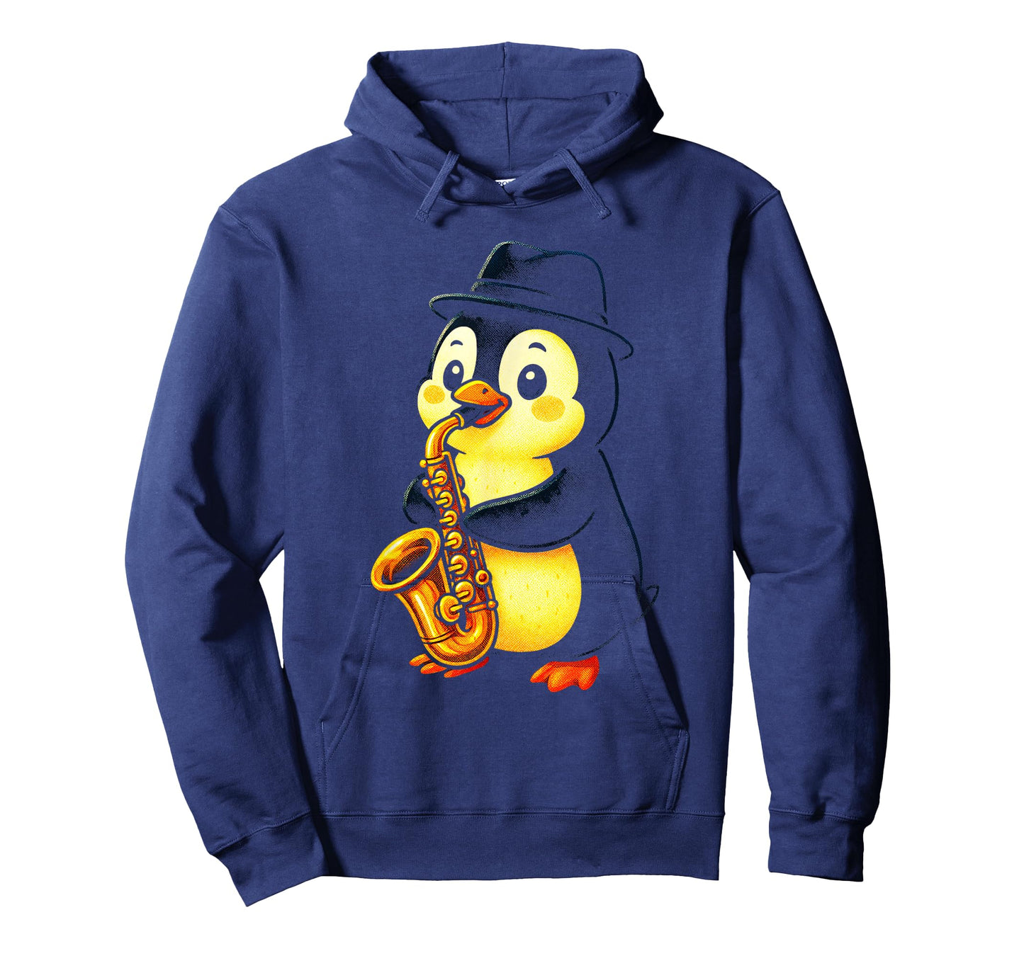 Cartoon Penguin - Musician Playing Saxophone T-Shirt