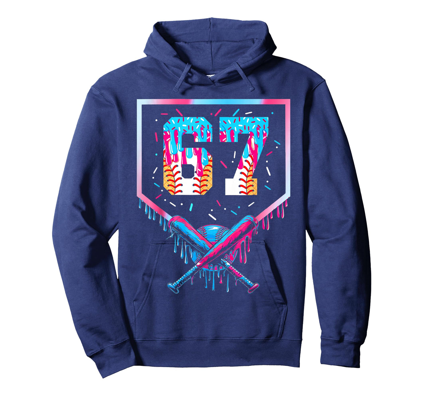 Six Seven Baseball Ice Cream Drip Cool 67 Gen Alpha Slang T-Shirt