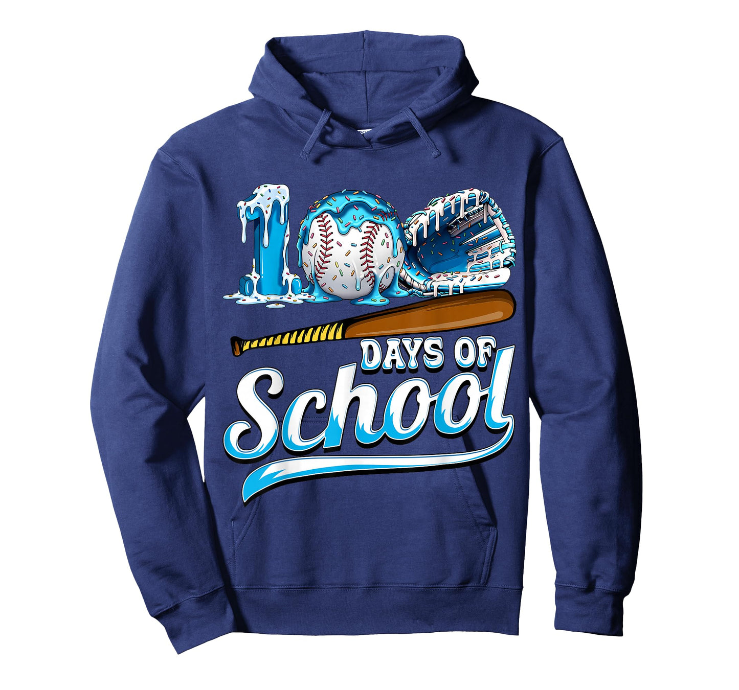Kid 100 Days of School Drip Baseball Ice Cream 100th Day Boy T-Shirt