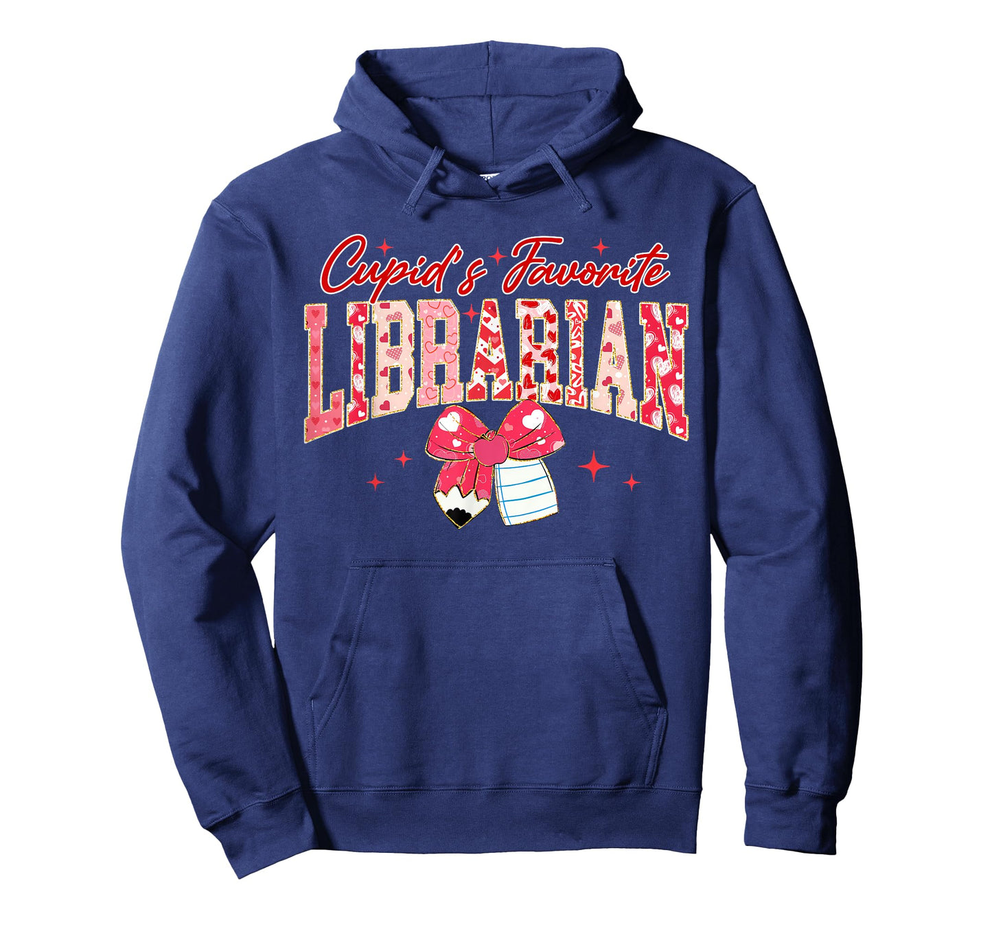 Groovy Cupid's Favorite Librarian Pencil Bow Valentines Day T-Shirt