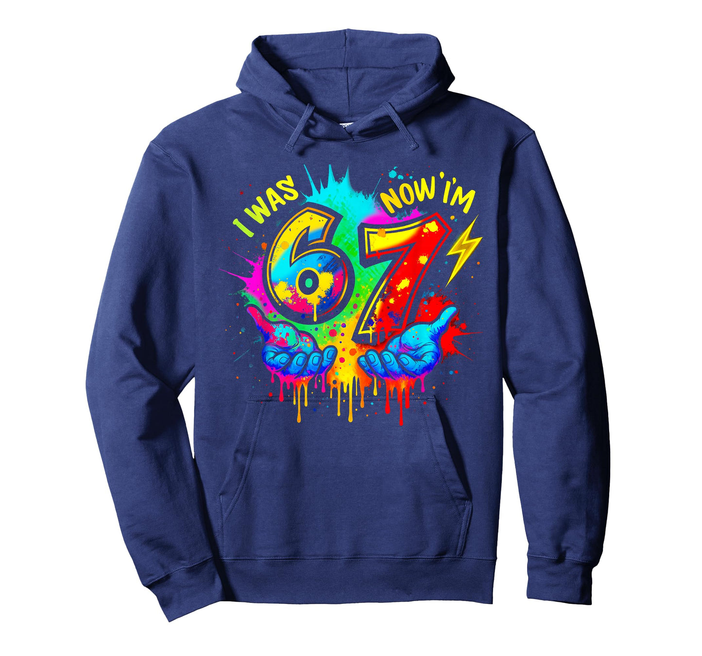 I was 6 Now I'm 7 Six Seven Meme Colorful Paint T-Shirt