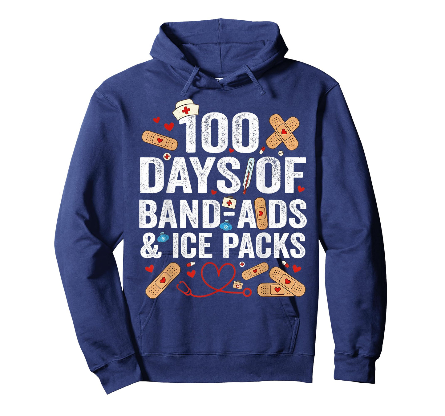 100 Days of School Nurse 100 Day Band Aids Student Funny T-Shirt