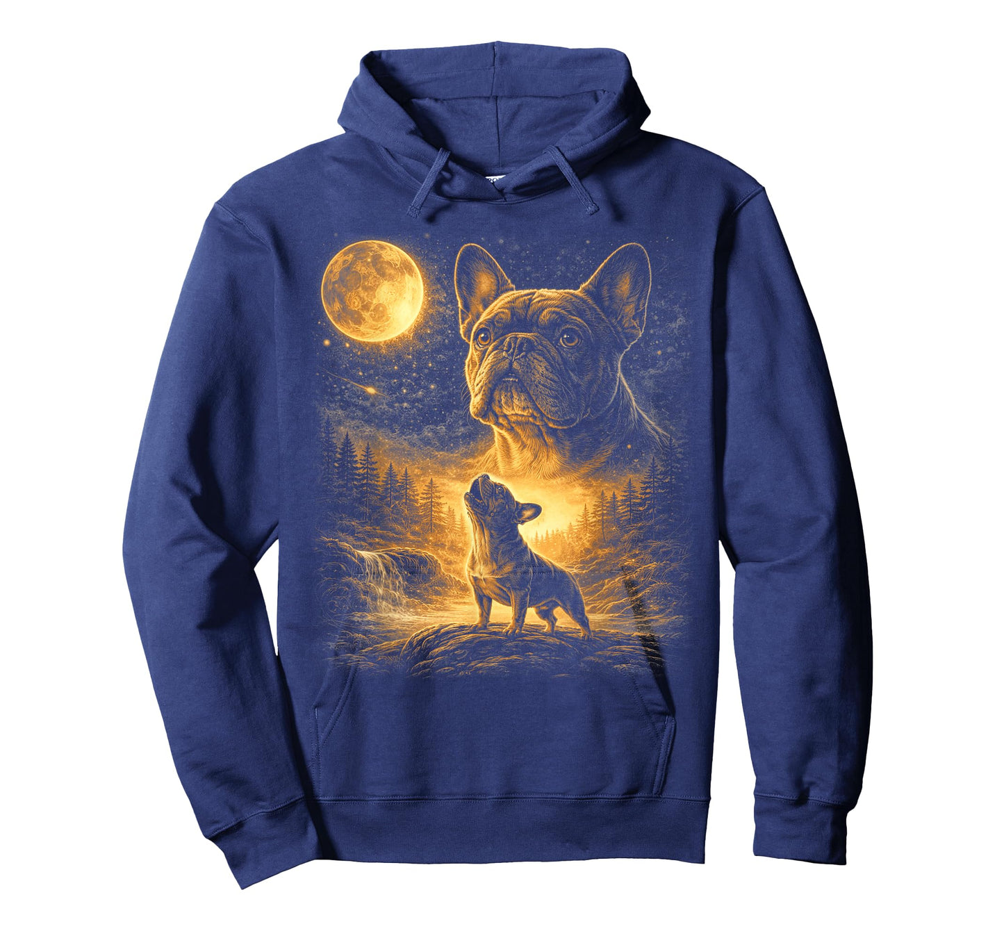 French Bulldog Howling to The Moon Vintage Graphic Dog Lover T-Shirt