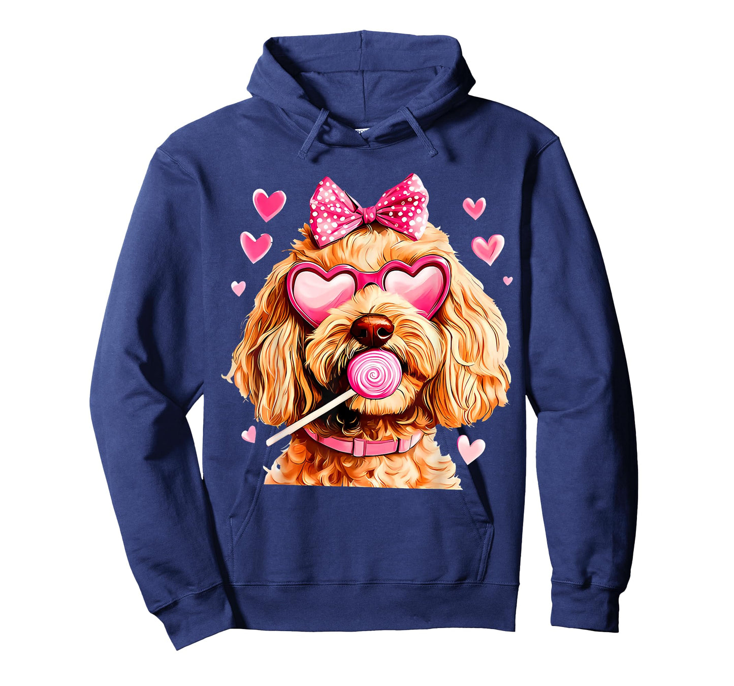 Cute Goldendoodle Wearing Glasses Heart Puppy Valentines Bow T-Shirt