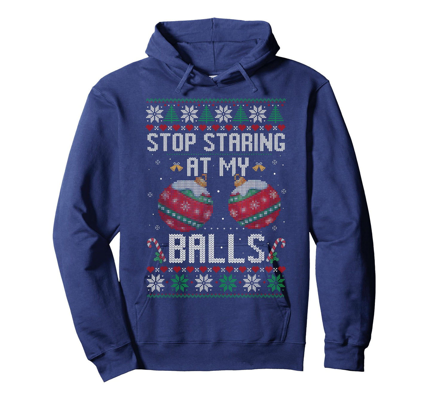Funny Stop Staring at My Balls Ornament Ugly Christmas T-Shirt