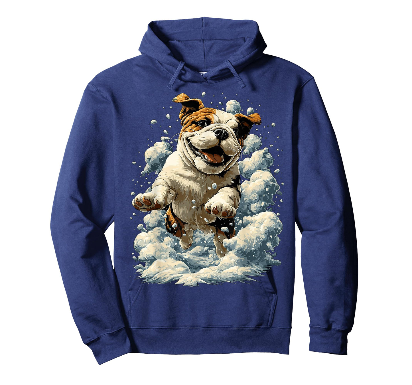 British Bulldog with Snow and Snowflakes Snowy Winter Dog T-Shirt