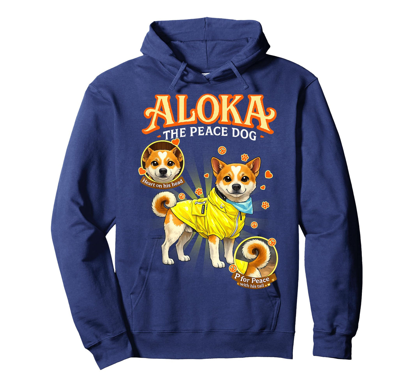 Aloka The Peace Dog - Heart Mark and Peace Tail T-Shirt