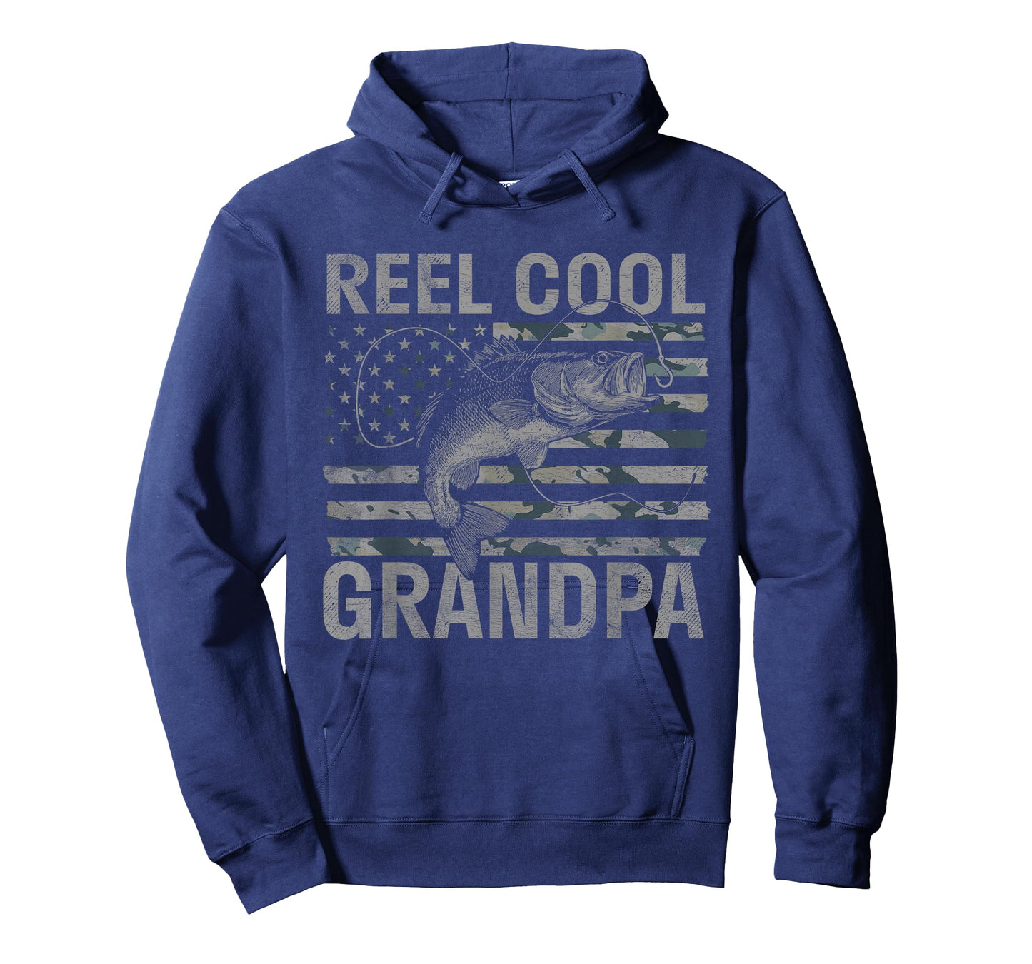 Reel Cool Grandpa Camo American Flag Bass Fishing T-Shirt