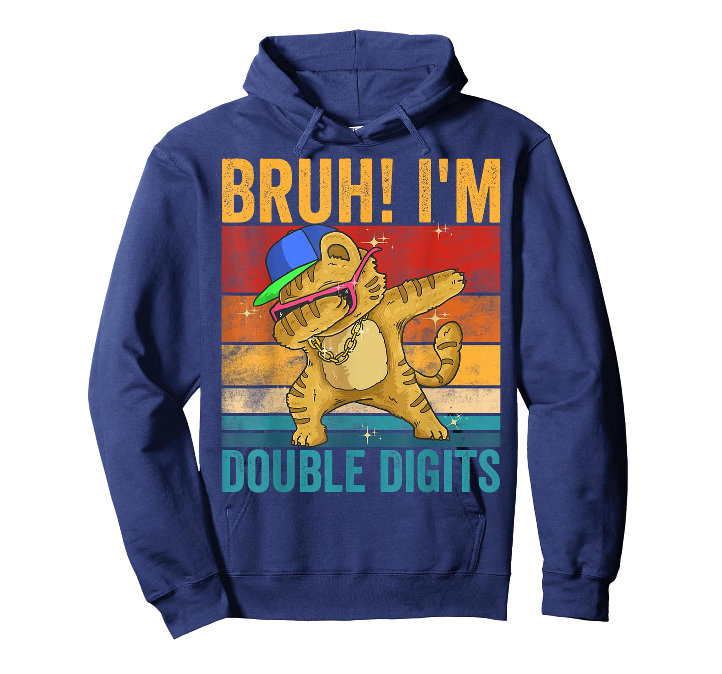 Vintage Bruh I'm Double Digits 10th Birthday Cat Dabbing Boy T-Shirt