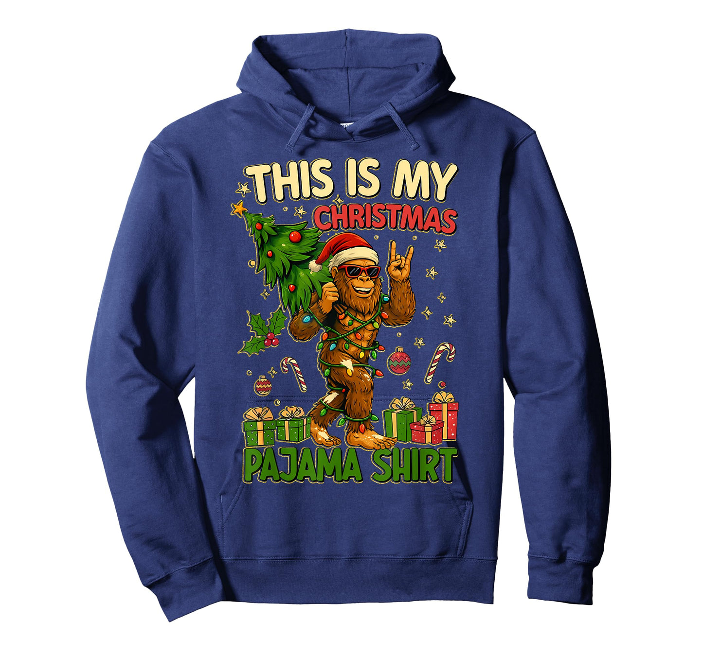 This is My Christmas Pajama Funny Big Foot Xmas Tree Lights T-Shirt