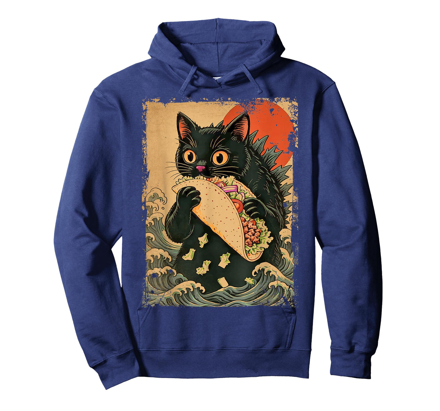 Funny Black Cat Eating Tacos Retro Japanese Anime Teens Kids T-Shirt