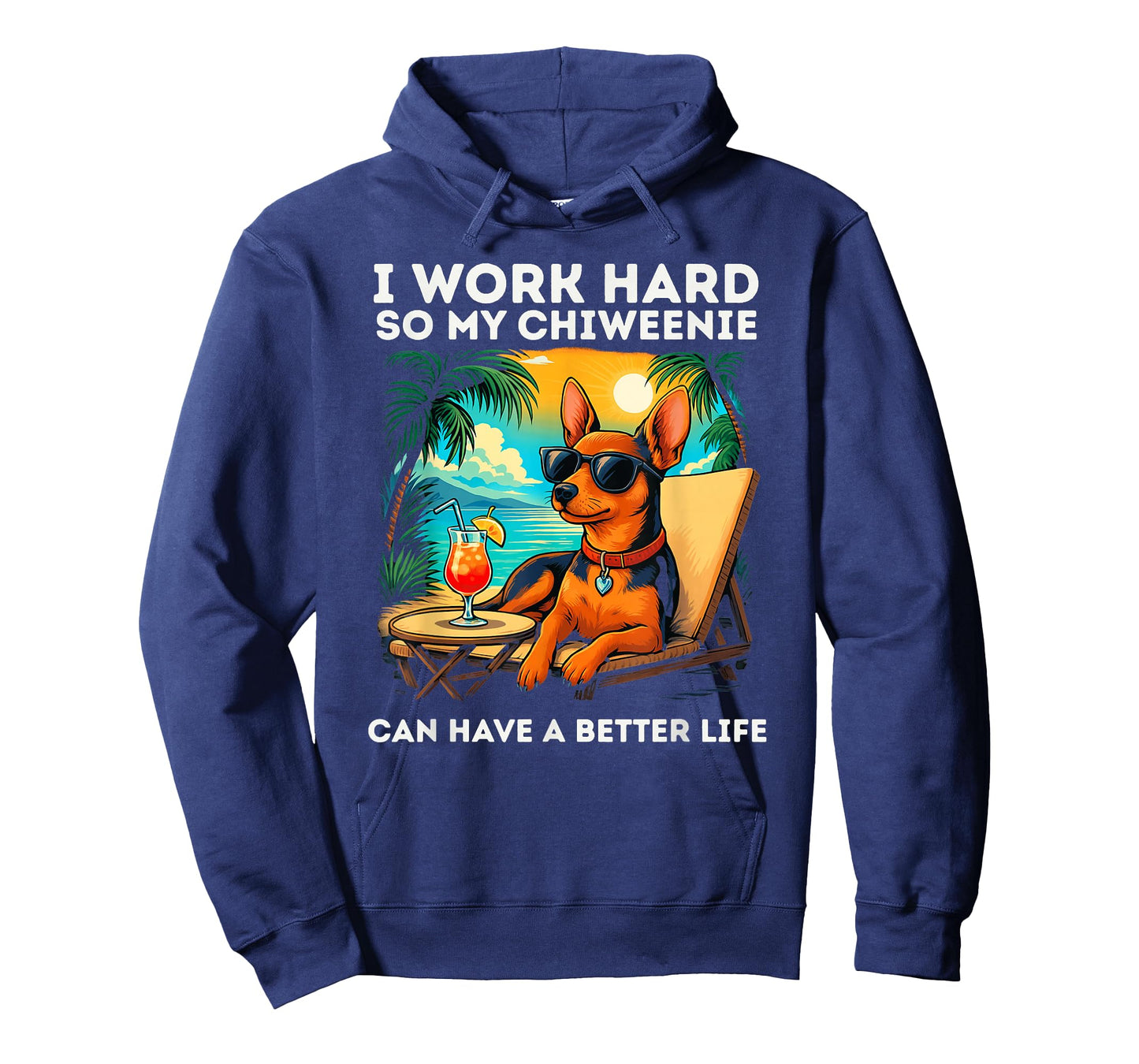 Chiweenie Lover I Work Hard Design Funny Chiweenie T-Shirt