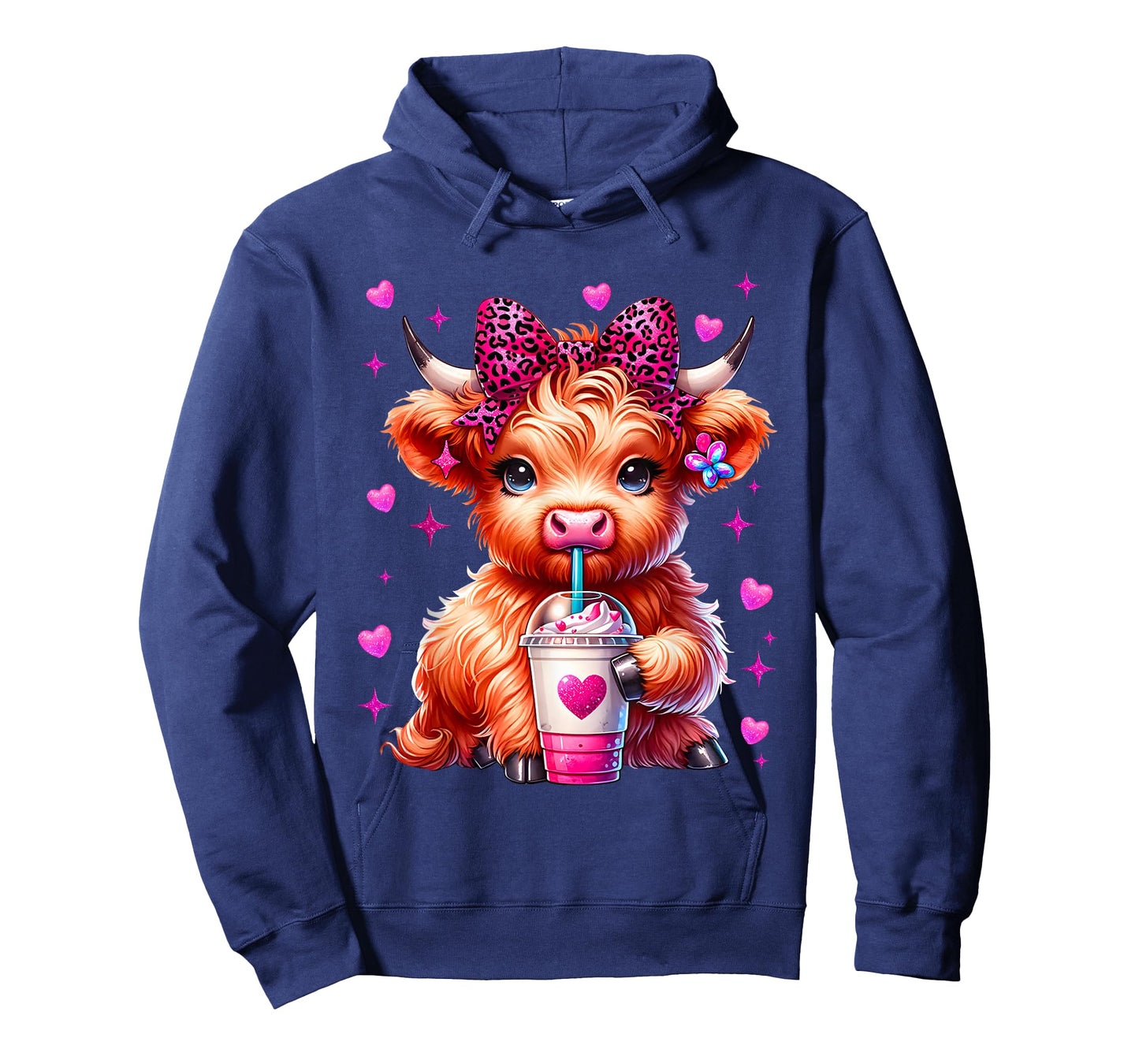 Cute Highland Cow Pink Leopard Coquette Outfit Women Girl T-Shirt