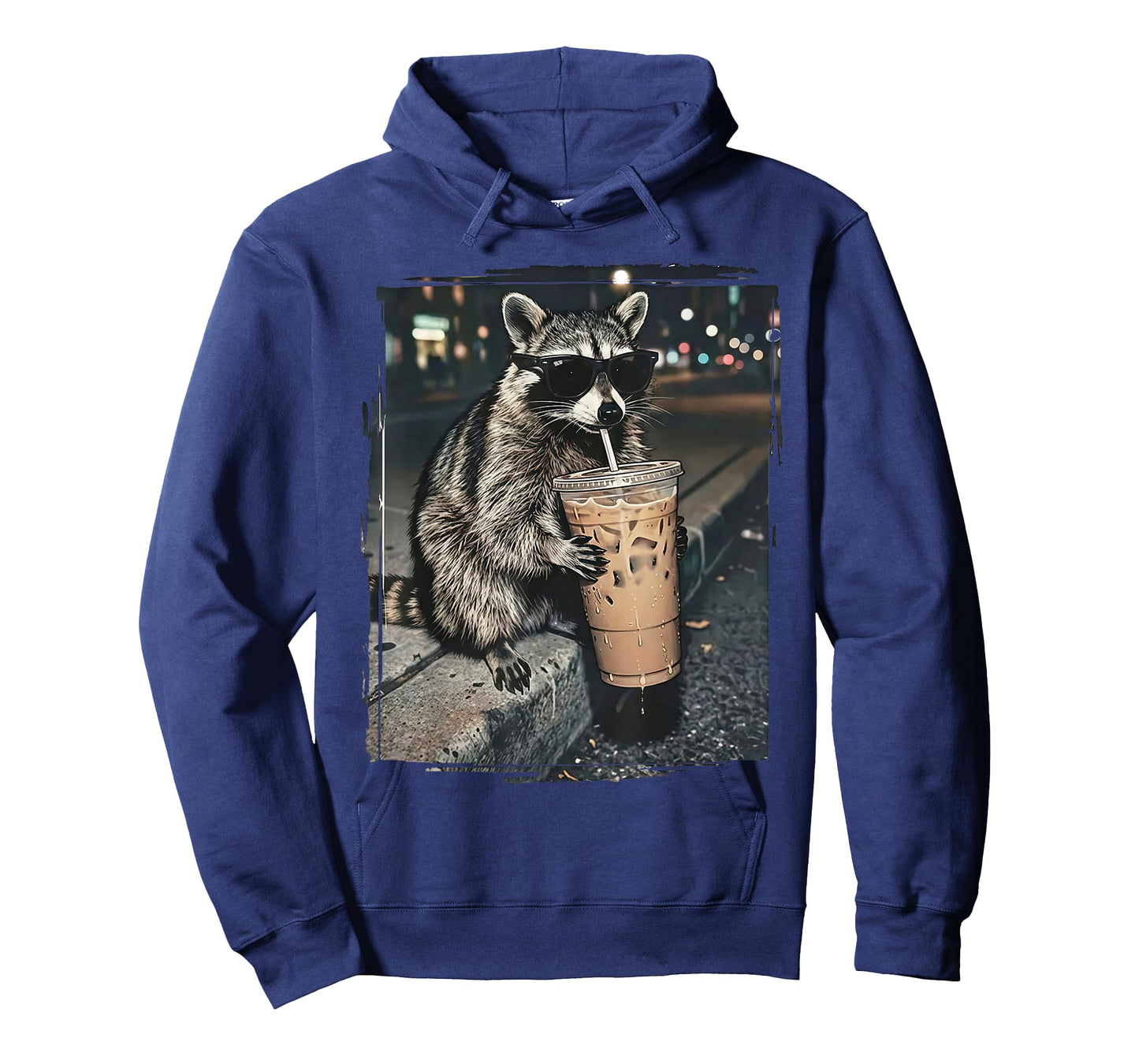 Raccoon Drinking Iced Coffee Funny Animal Meme Men Women T-Shirt