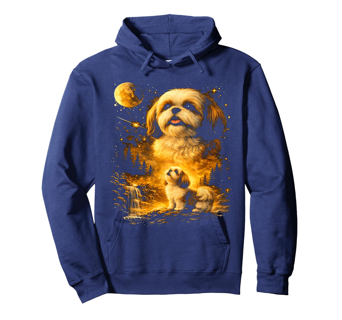 Vintage 90s Shih Tzu Howling at The Moon Funny Dog Graphic T-Shirt