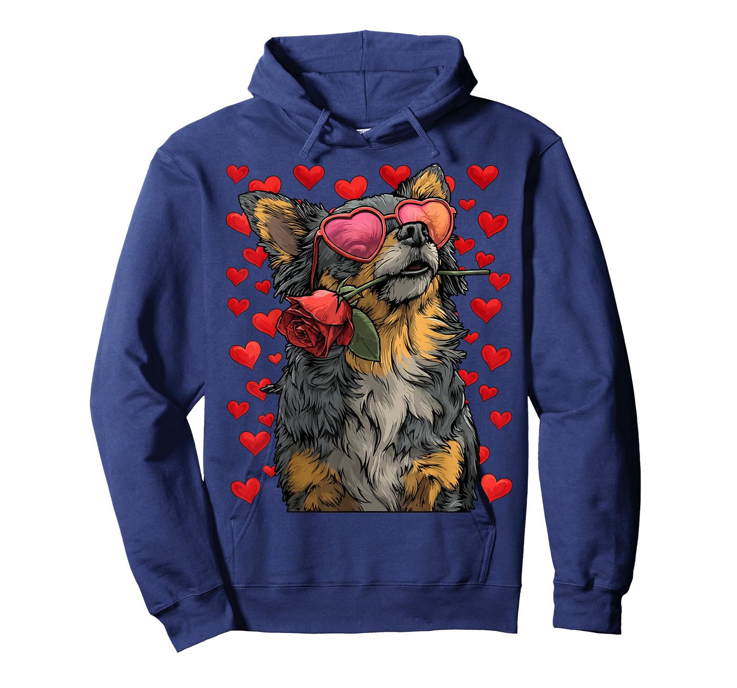 Cute Chihuahua with Heart Glasses Rose Valentine's Day Dog T-Shirt