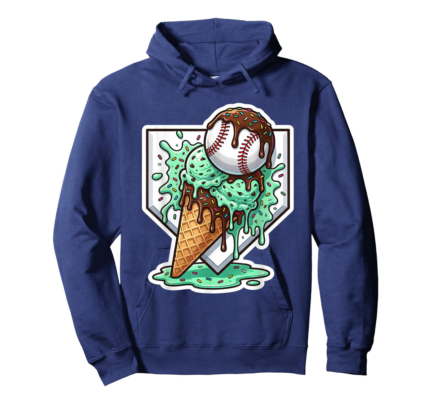 Baseball Boys Ice Cream Drip Baseball Boys Youth Mint Choco T-Shirt