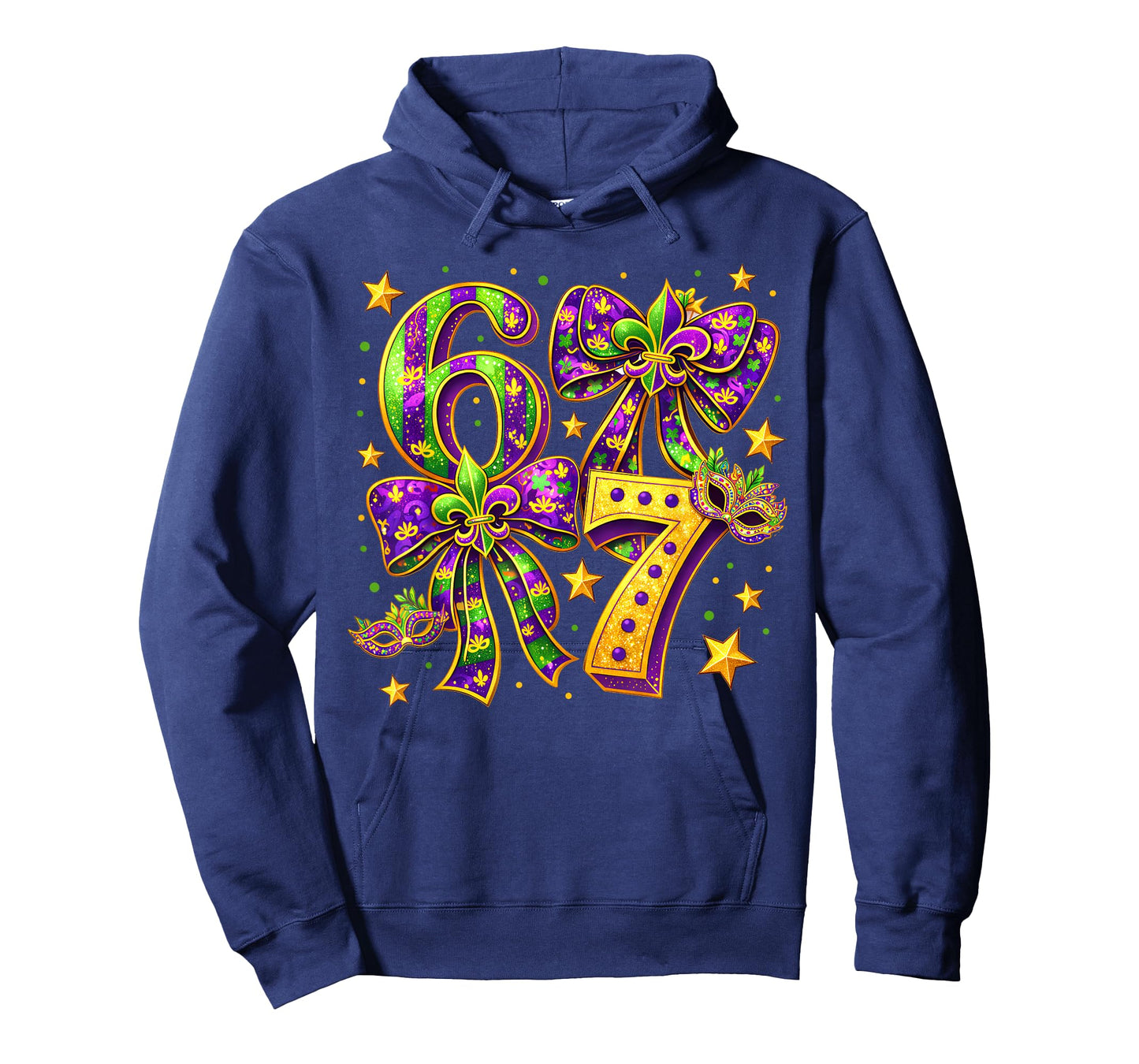 Mardi Gras Six Seven Bow Jester Beads 6 7 Meme Girls Kids T-Shirt