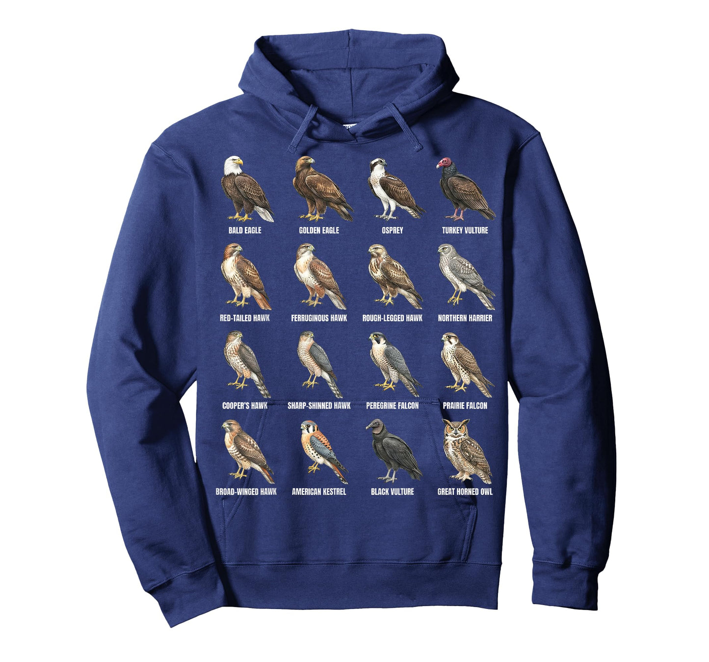 Raptors of North America Birds of Prey Species Chart T-Shirt