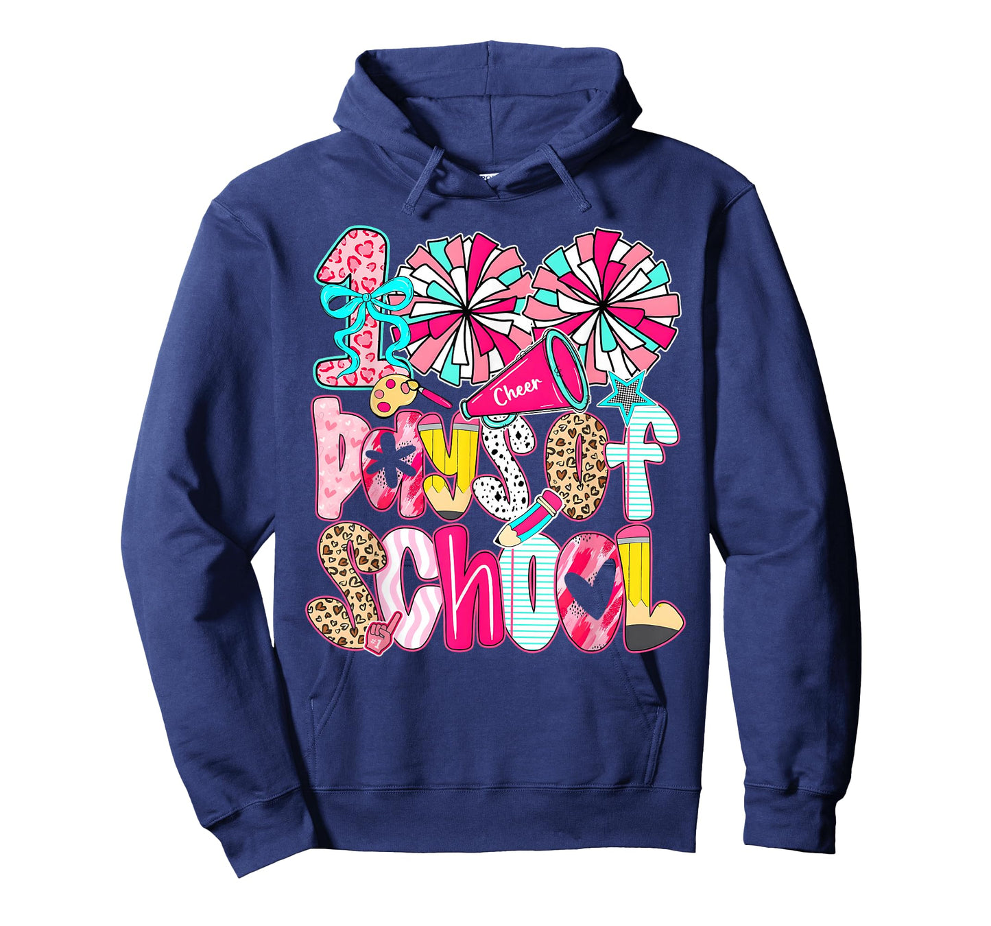Preppy 100 Days of School Cheer Coquette Bow Kids Girls T-Shirt