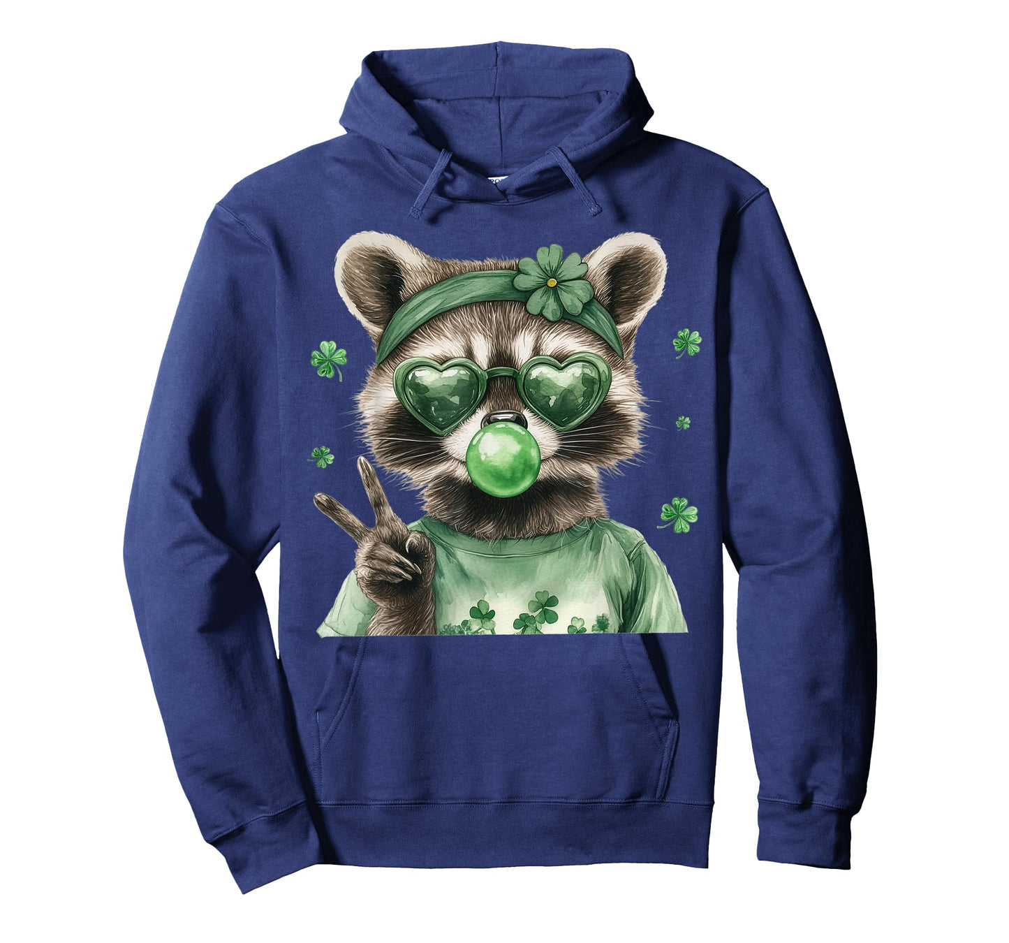Raccoon Blowing Bubblegum Irish Shamrock St. Patricks Day T-Shirt