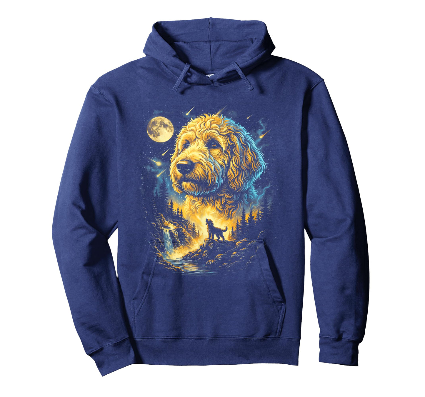 Golden Doodle Howling to The Moon Fantasy Dog Art T-Shirt