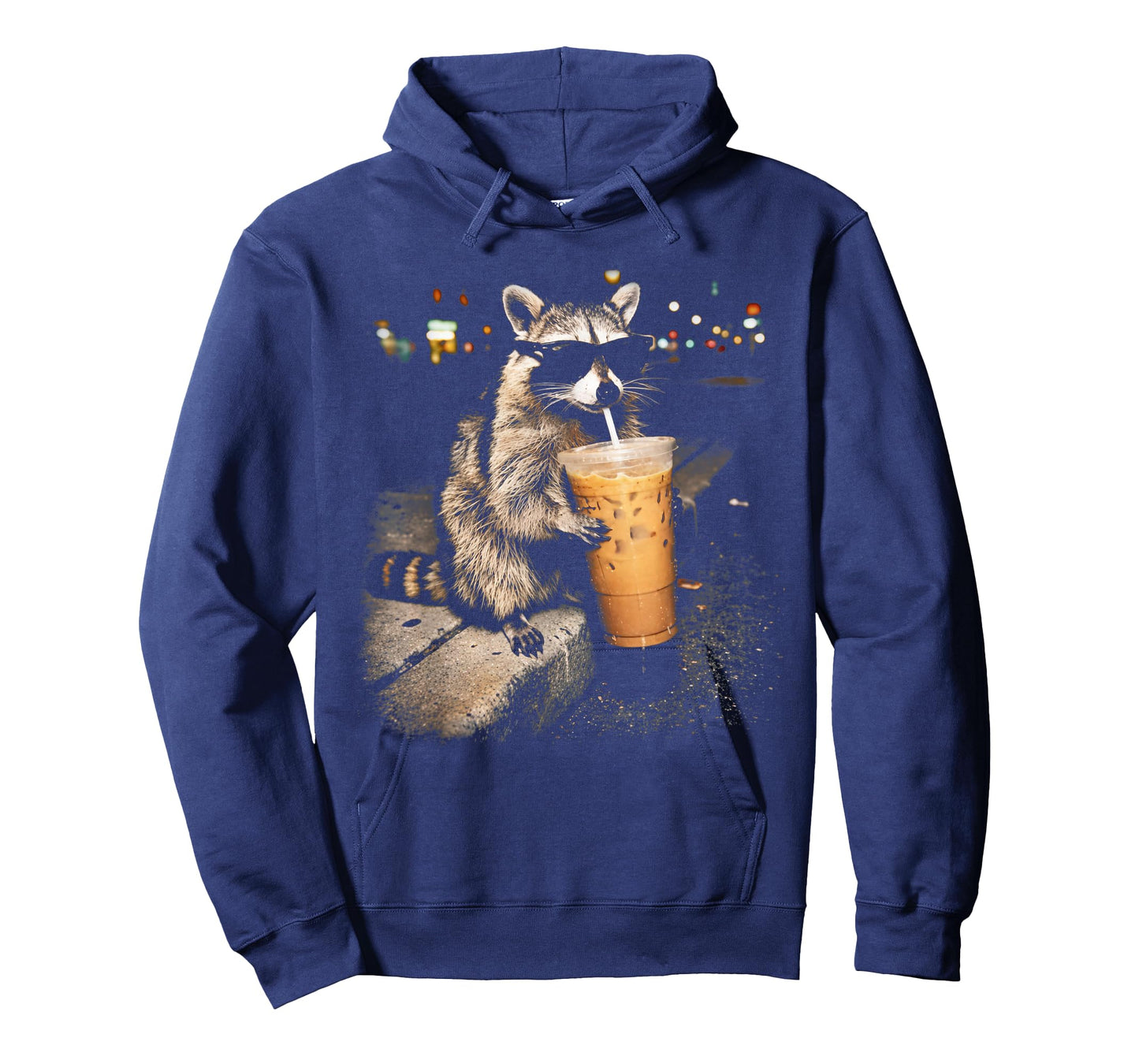 Raccoon Drinking Iced Coffee Funny Animal Meme Men Women T-Shirt