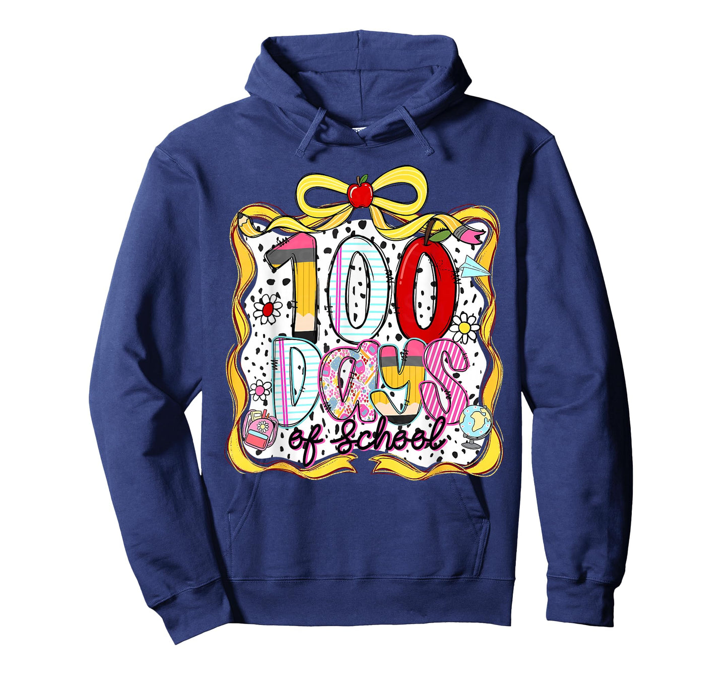 Coquette Bow 100 Days of School Student Teacher Kids Retro T-Shirt