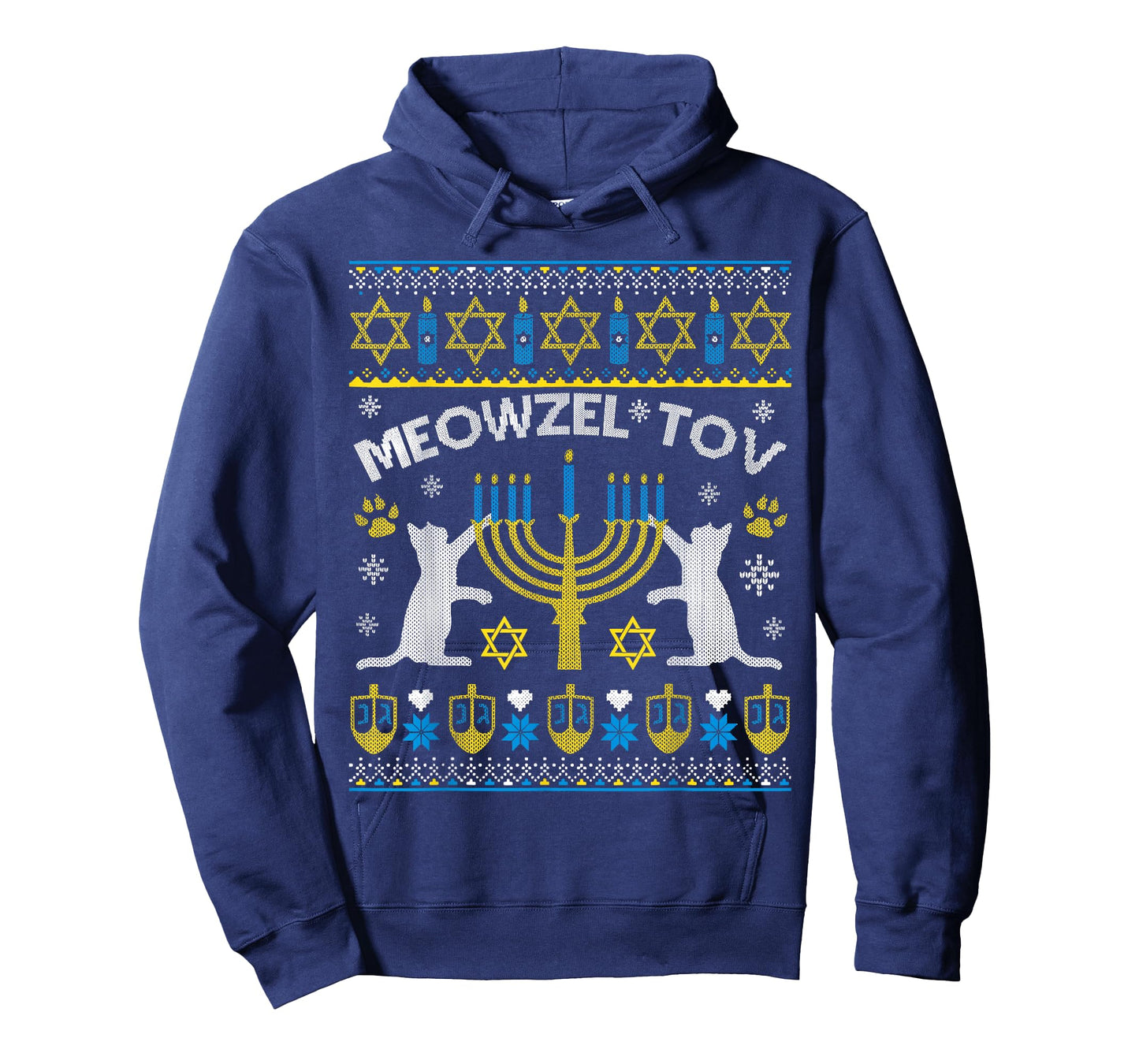 Meowzel Tov Ugly Hanukkah Sweater Cat Chanukah Jew Menorah T-Shirt