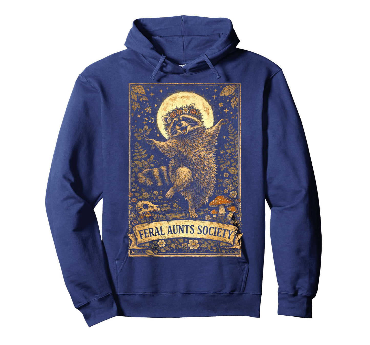 Feral Aunts Society Funny Raccoon Floral Vintage Graphic T-Shirt