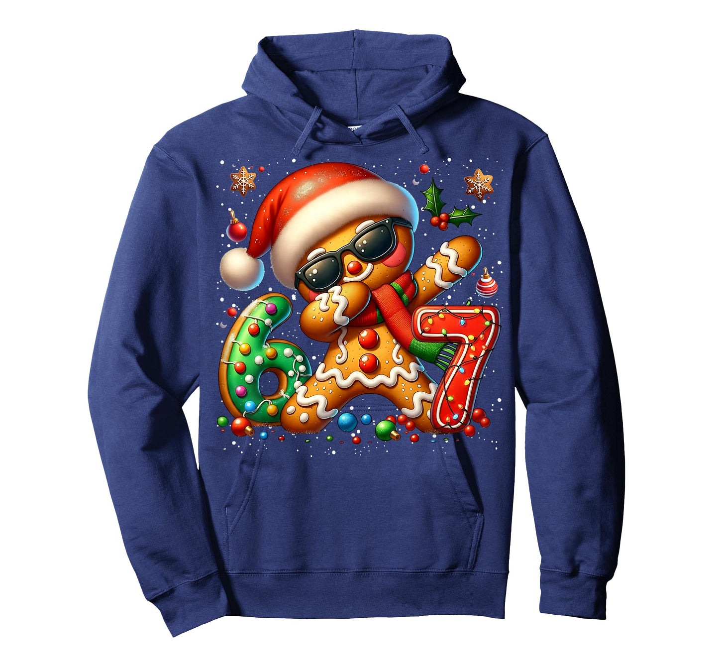 Funny Gingerbread Dabbing Six Seven 67 Meme Christmas Boys T-Shirt