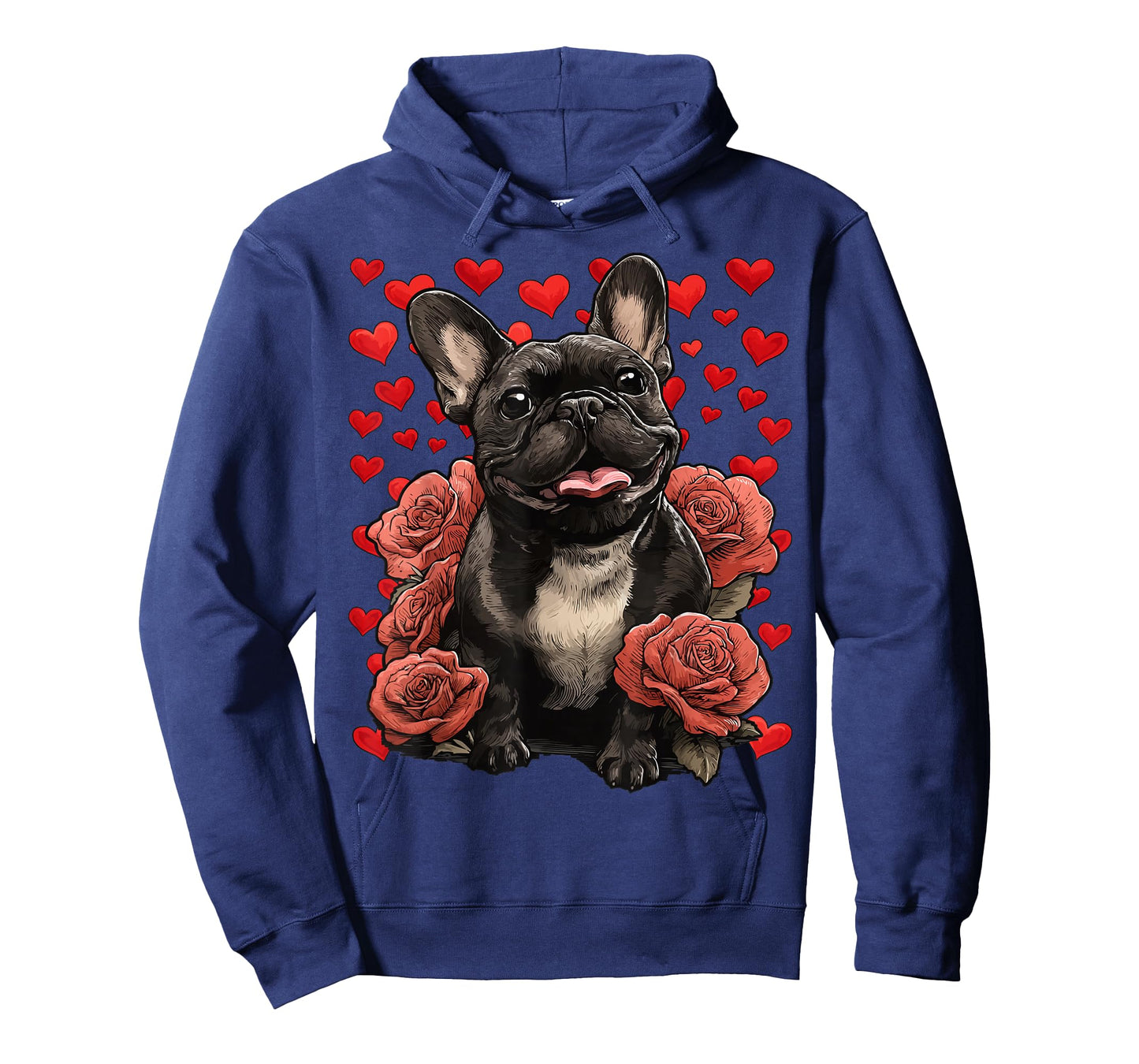 French Bulldog with Red Roses Hearts Valentine’s Day Dog T-Shirt