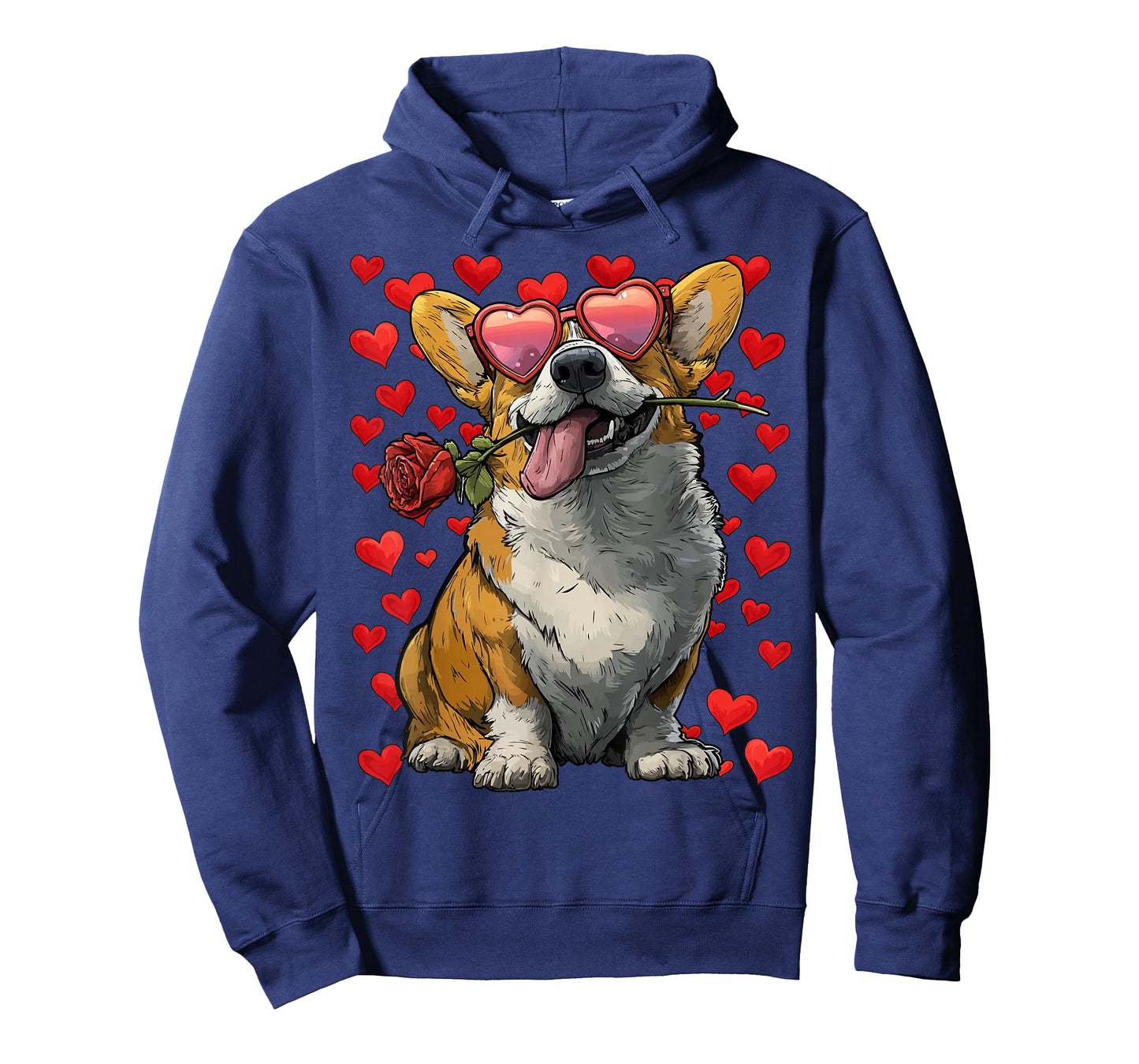 Cute Corgi with Hearts Glasses Rose Valentine's Day Dog T-Shirt