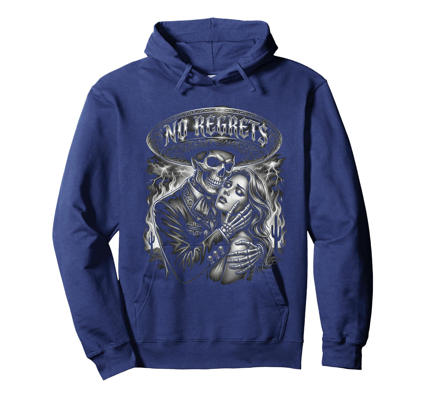 Chicano Skeleton No Regrets Sombrero Tattoo Style T-Shirt