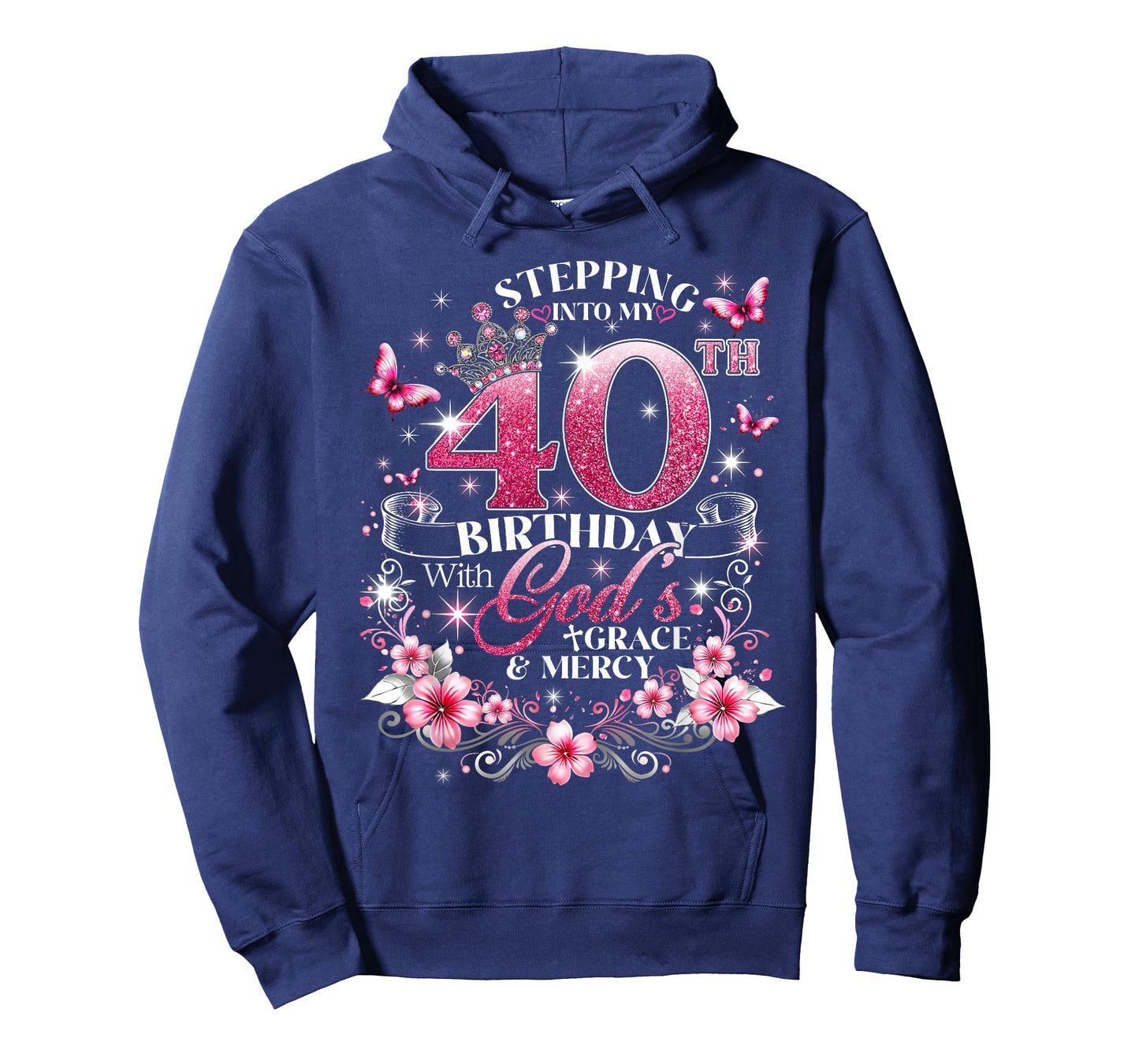 Womens Stepping Into My 40th Birthday with Grace & Faith T-Shirt