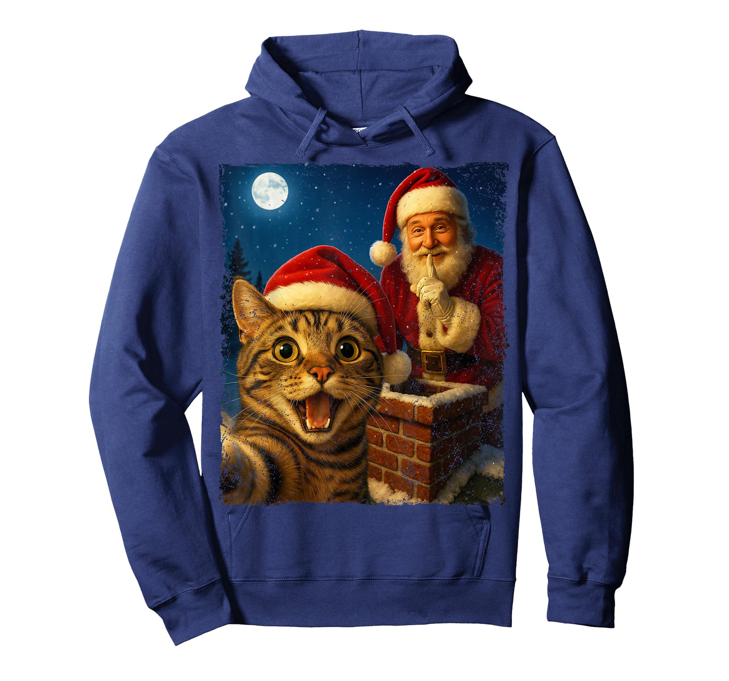 Funny Cat Selfie Santa Christmas Vintage Holiday Humor Retro T-Shirt