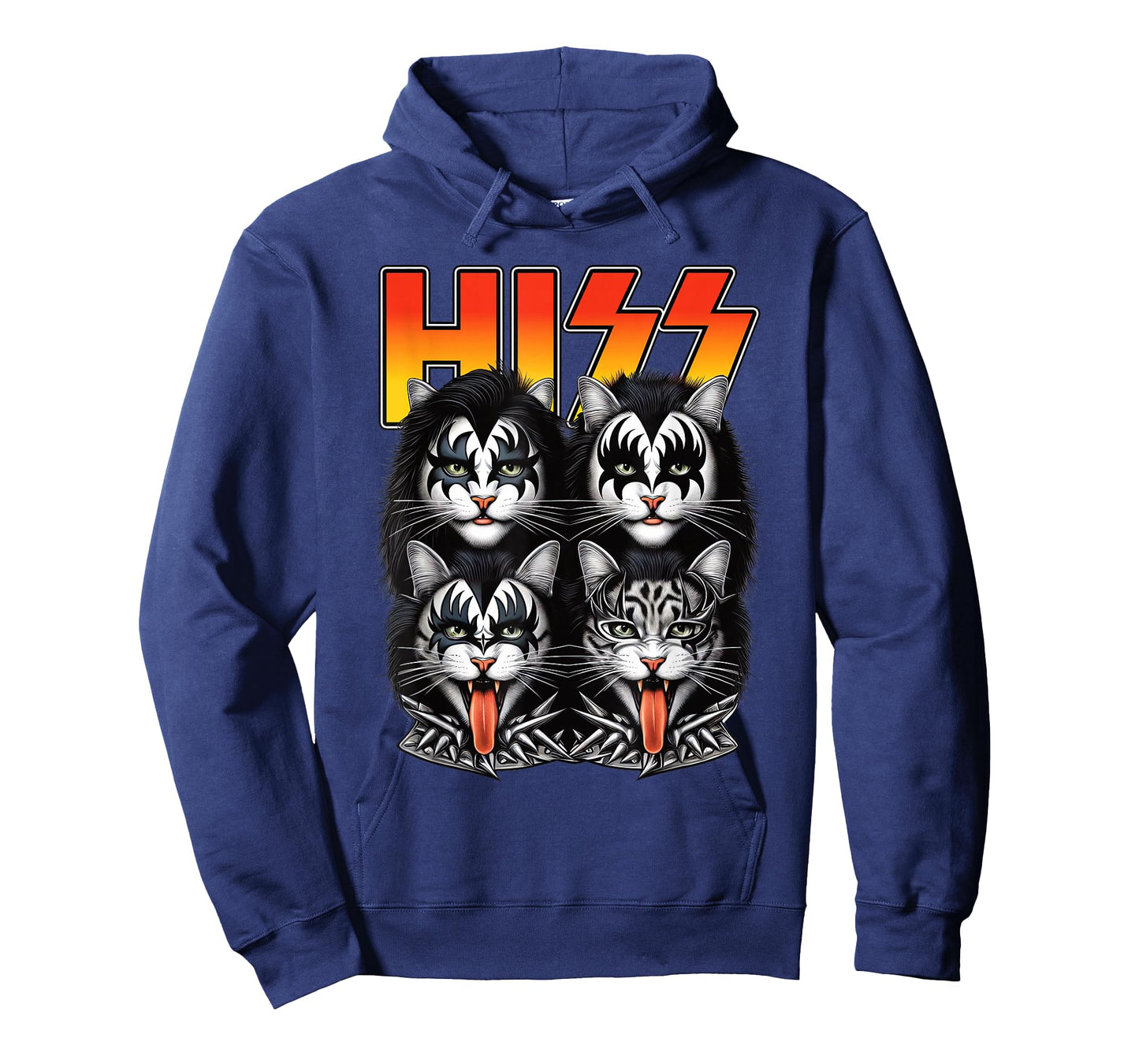 Funny Hiss Cats Band Parody 70s Music Lover Cat Face Graphic T-Shirt