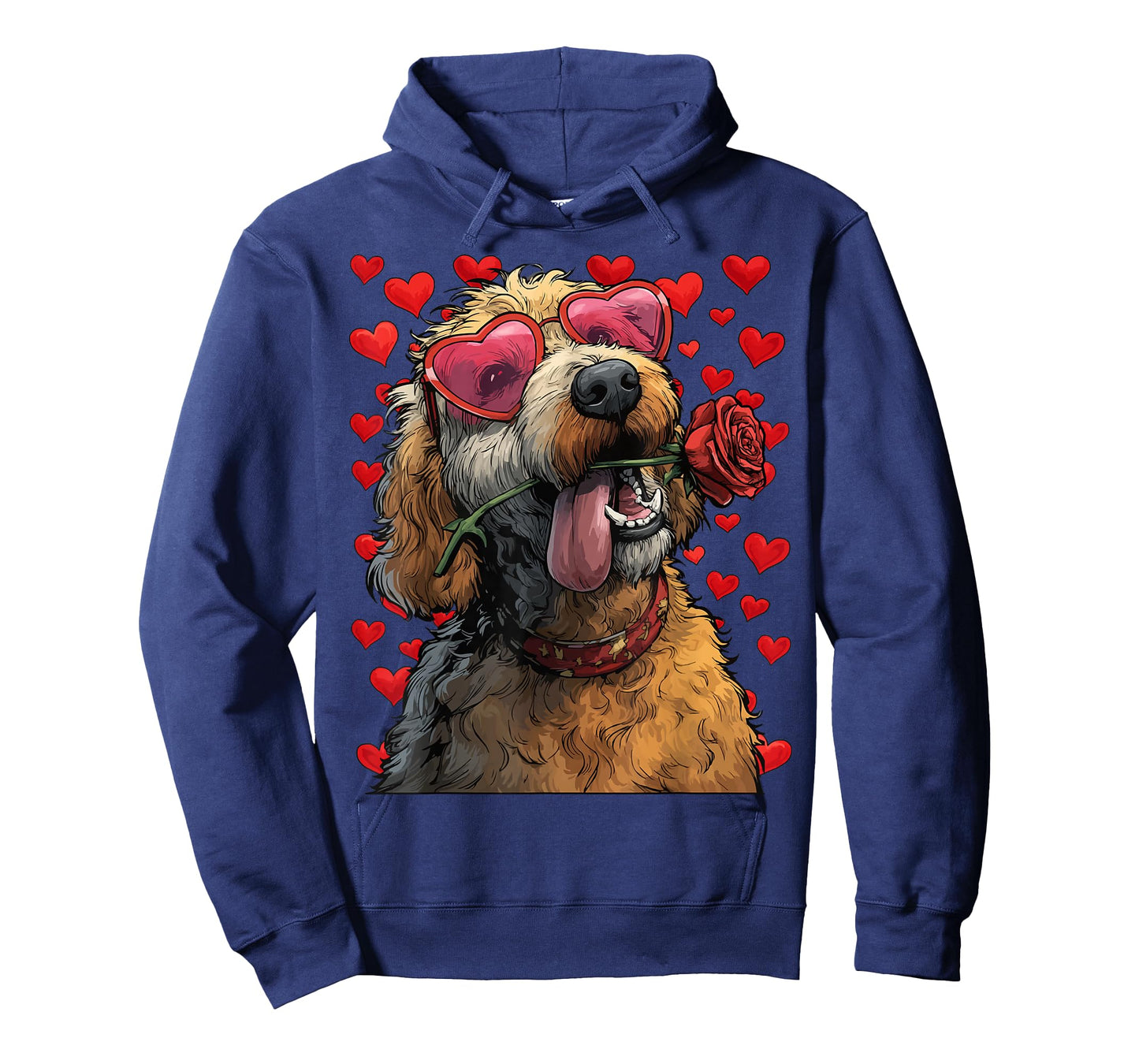 Goldendoodle with Heart Glasses Rose Valentine's Day Dog T-Shirt