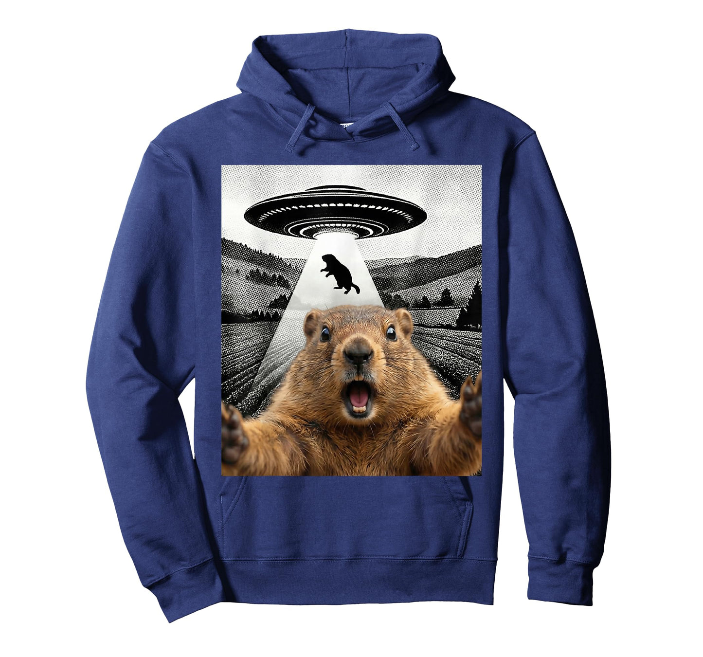 Groundhog Selfie with Alien UFO Humor Men Women Kids T-Shirt