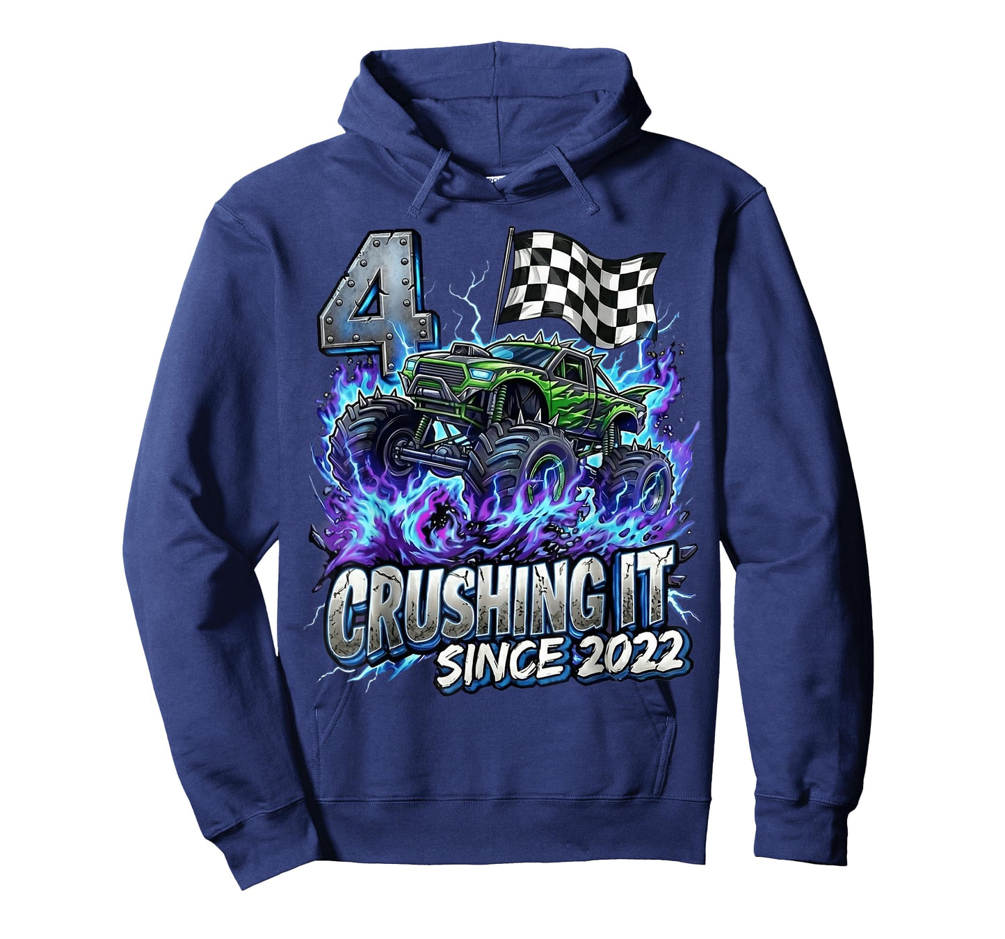 4th Birthday Monster Truck 4 Years Old Boys Kids Born 2022 T-Shirt
