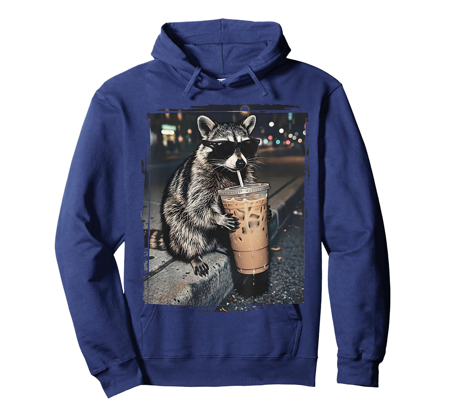 Raccoon Drinking Iced Coffee Funny Animal Meme Men Women T-Shirt