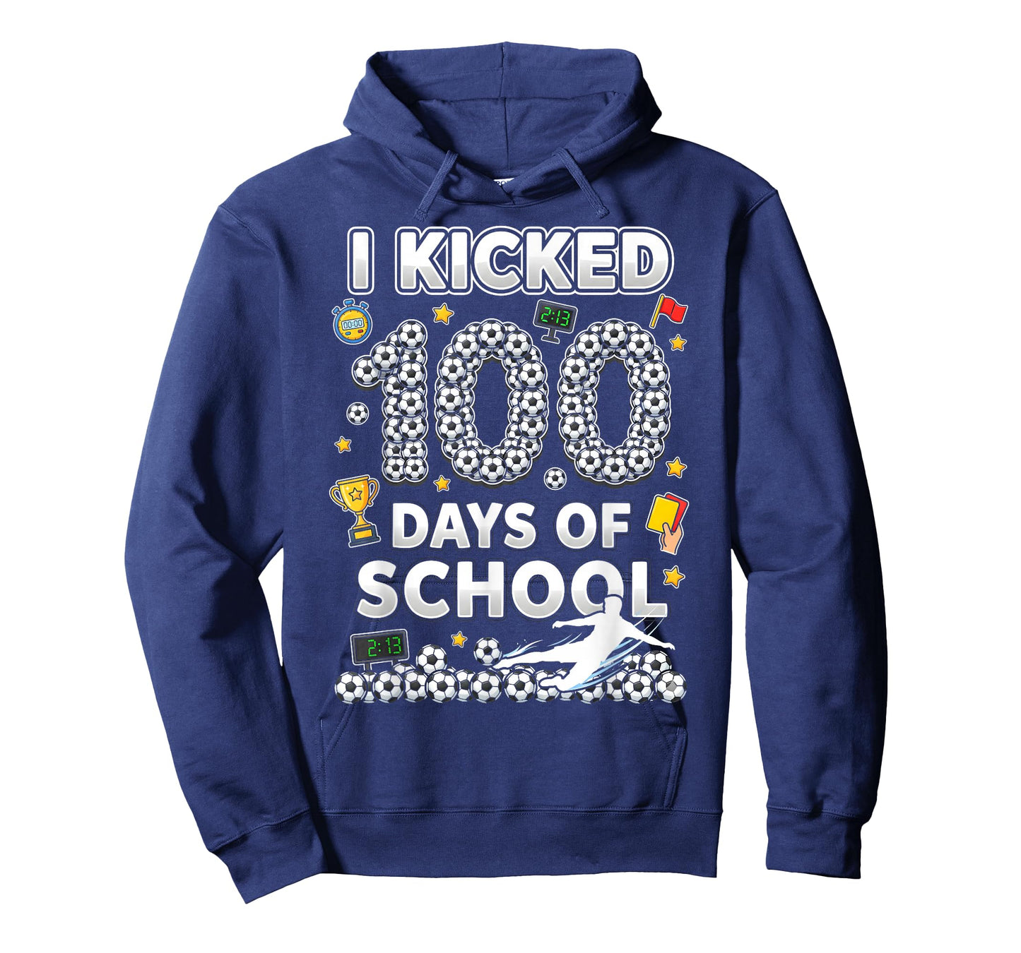 I Kicked100 Days of School Soccer Ice Cram Drip 100th Boys T-Shirt