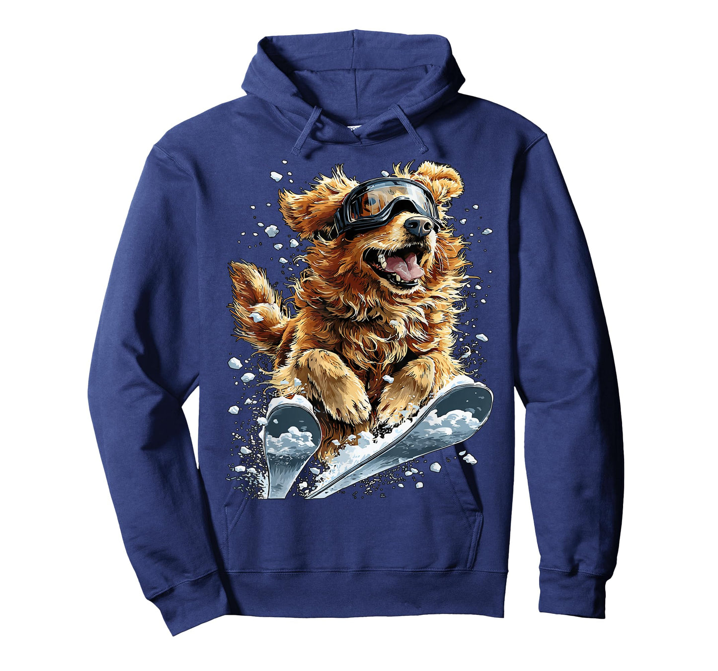 Skiing Golden Retriever in Snow Snowflakes Snowy Winter Dog T-Shirt