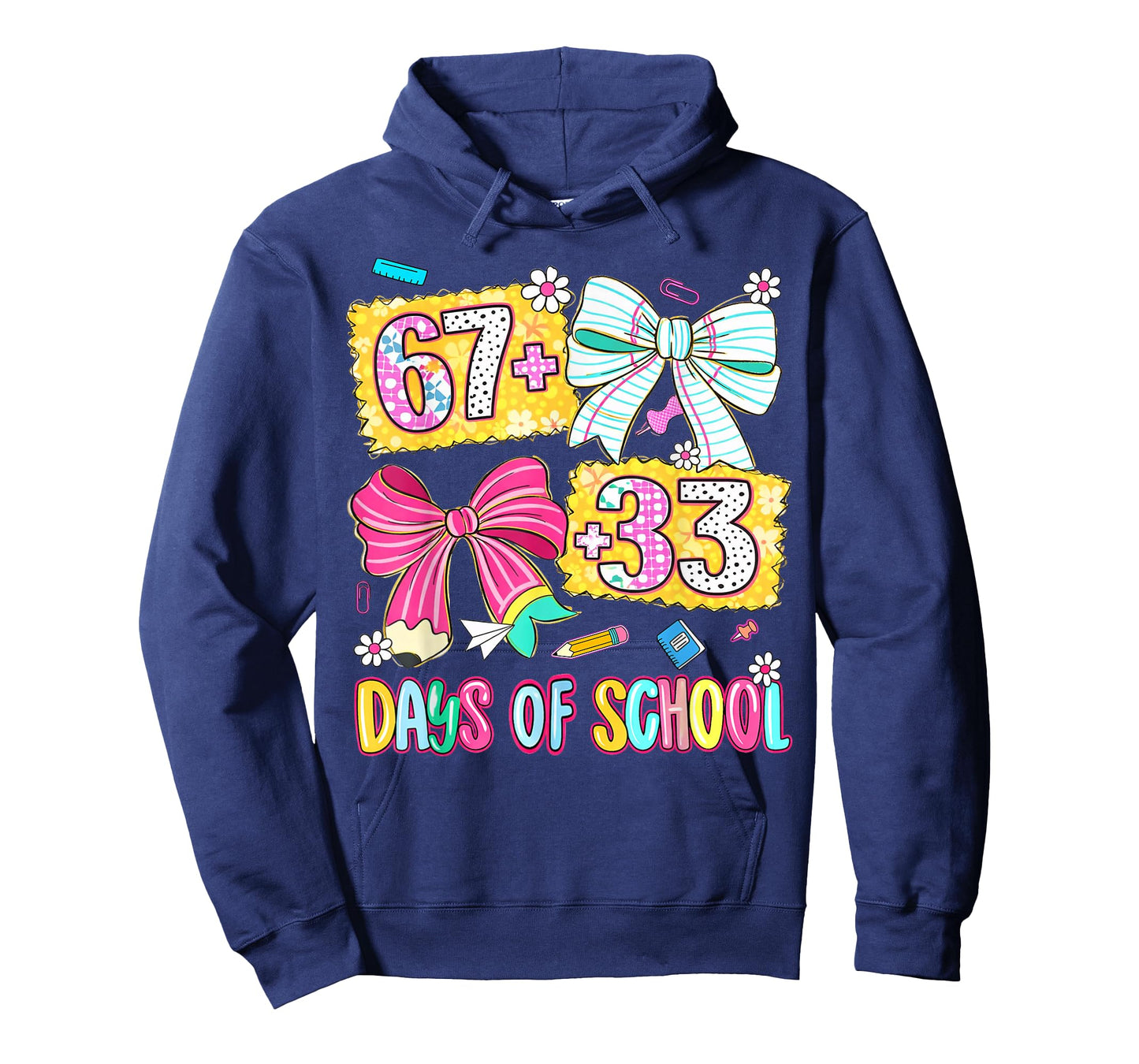 67+33 Days of School Coquette Bow 100 Days Teachers T-Shirt