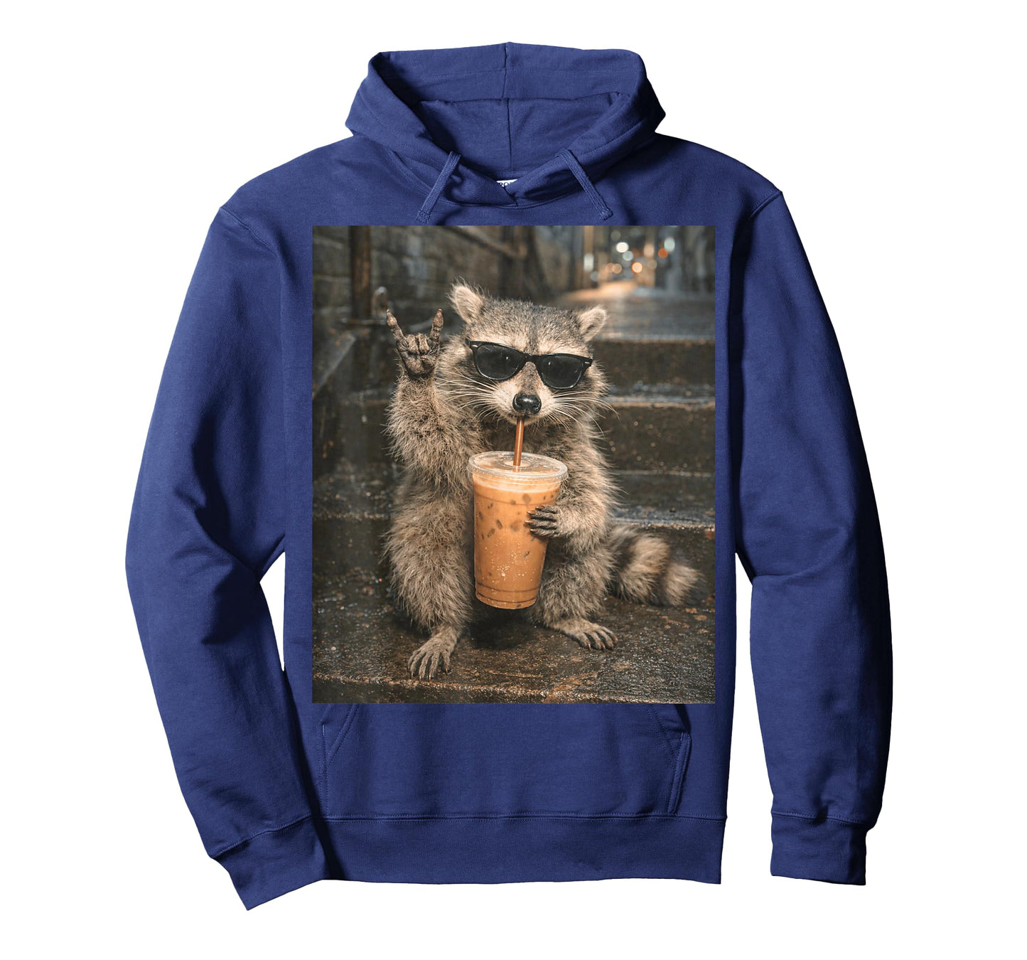 Raccoon Drinking Iced Coffee Meme Funny Animal for Men Women T-Shirt