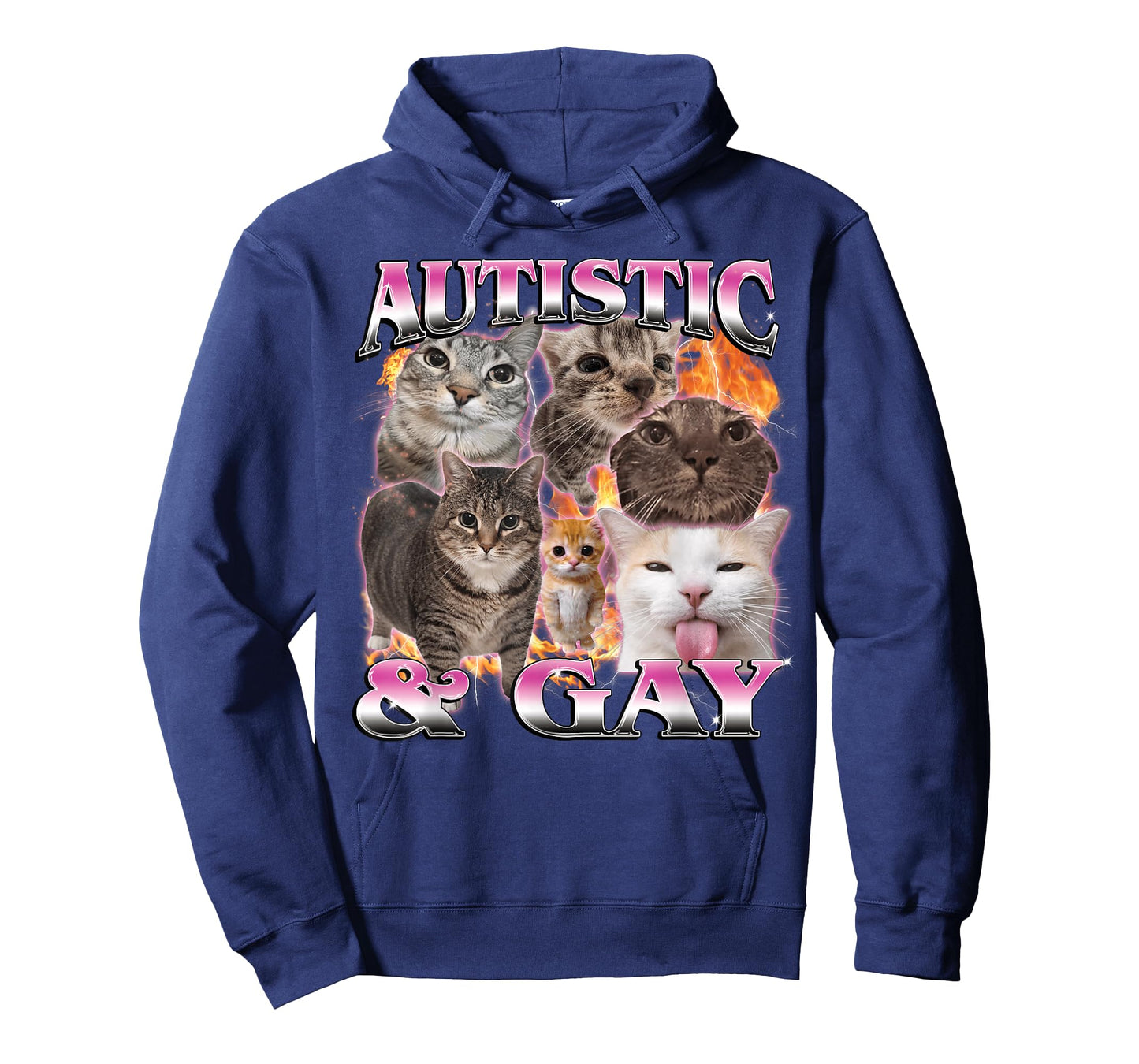 Autistic and Gay Funny Cat Meme Bootleg for Men Women T-Shirt