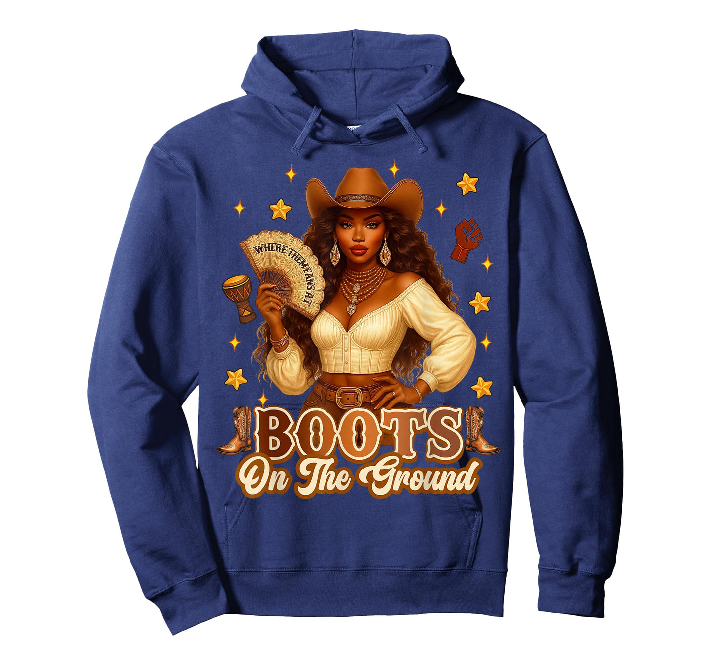 Boots On The Ground Black History Cowgirl Where Them Fans At T-Shirt
