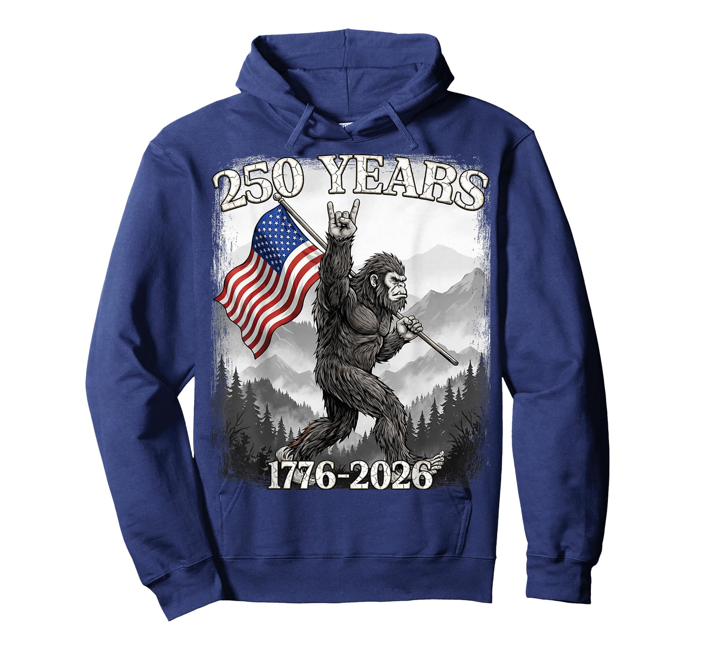 250 Years 1776–2026 Bigfoot & Flag American Patriotic T-Shirt