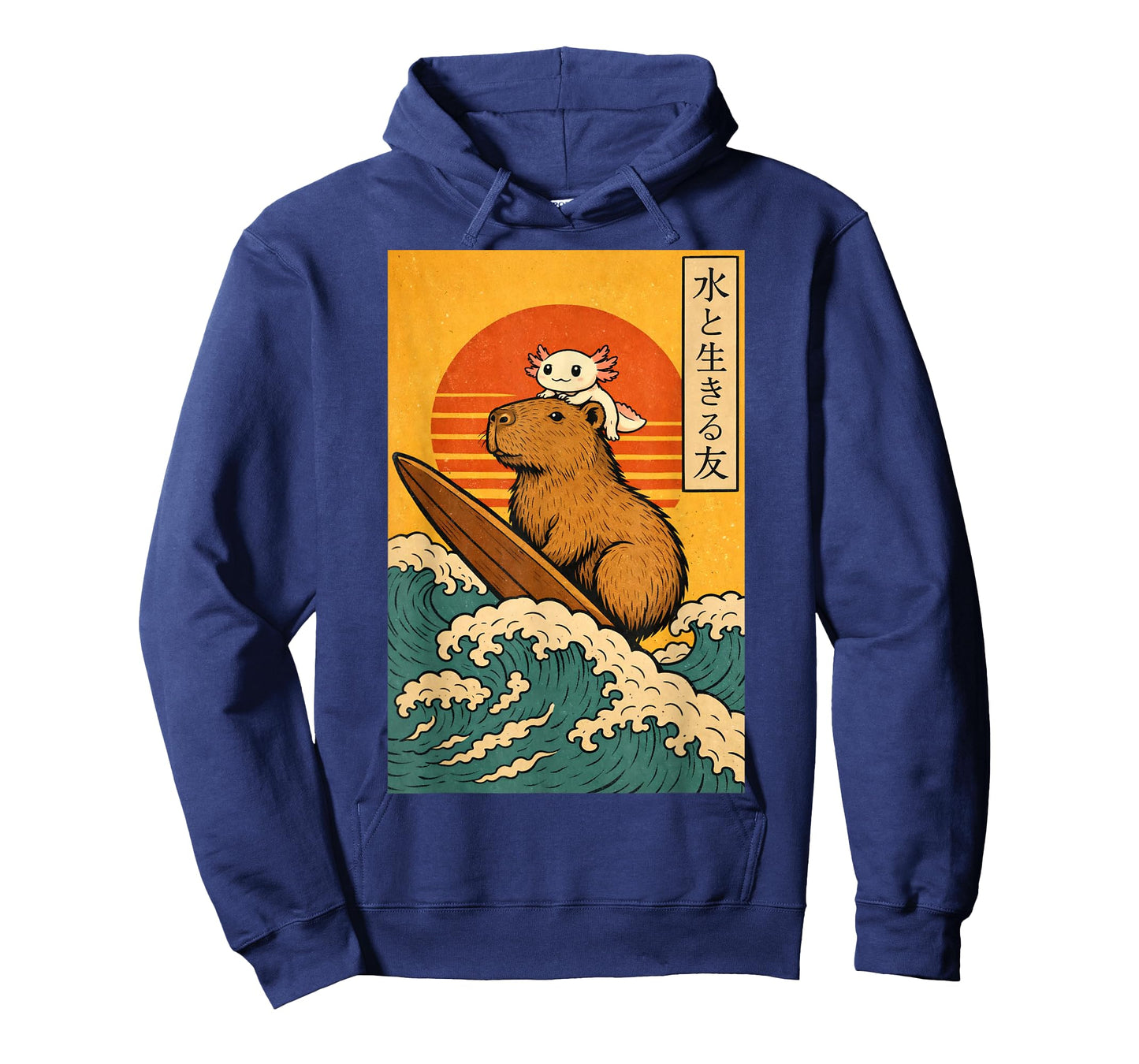 Cute Axolotl Riding Capybara – Japanese Style Animal Art T-Shirt