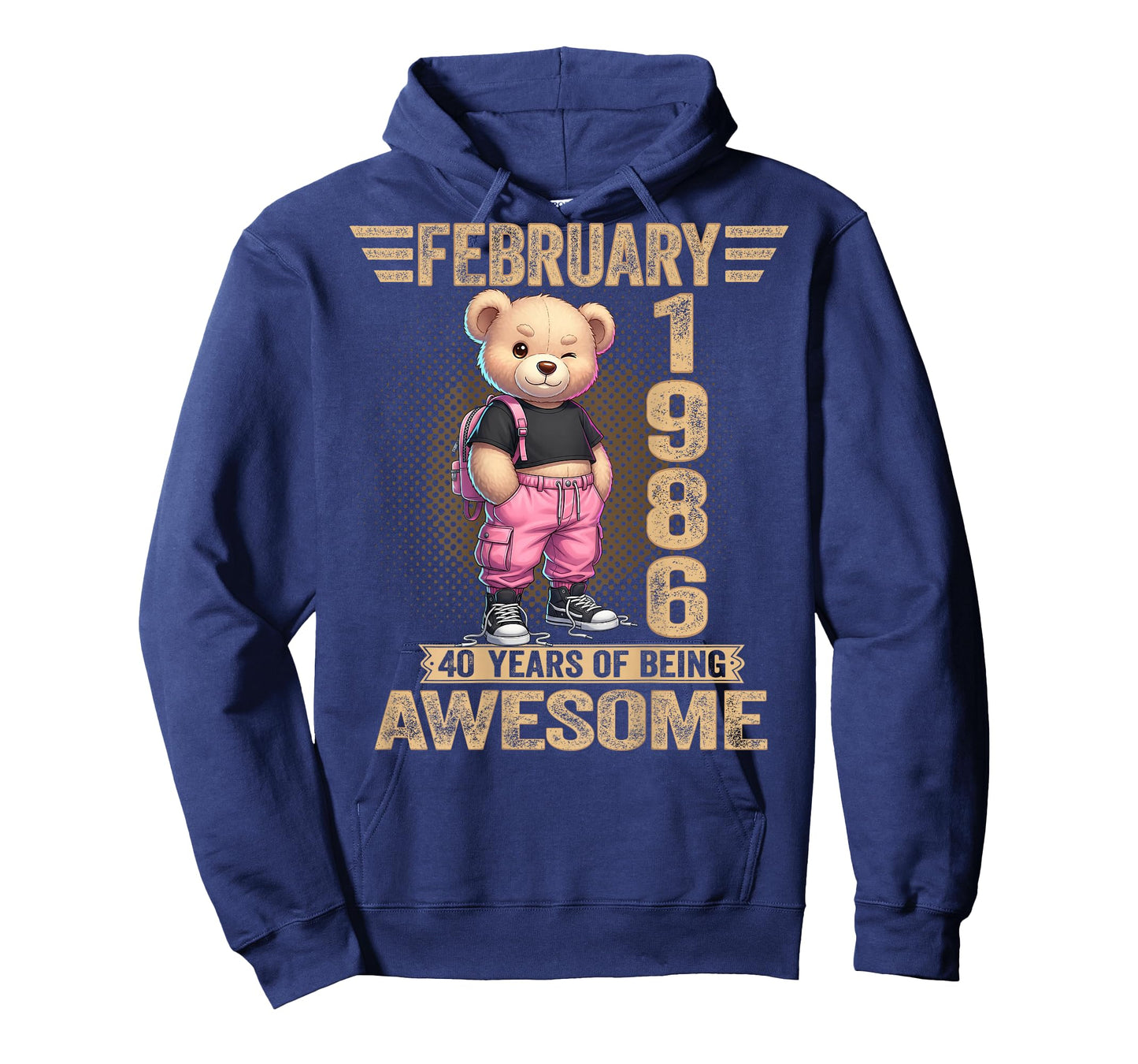 (ON Back) February 1986 40th Birthday 40 Year Teddy Bear T-Shirt